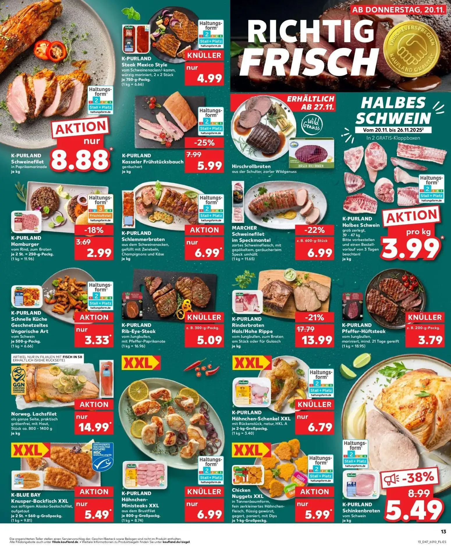 Kaufland prospekt Neusäß	 – gültig ab 20.11.2025 | Seite: 13 | Produkte: Rinderbraten, Käse, Fisch, Gulasch