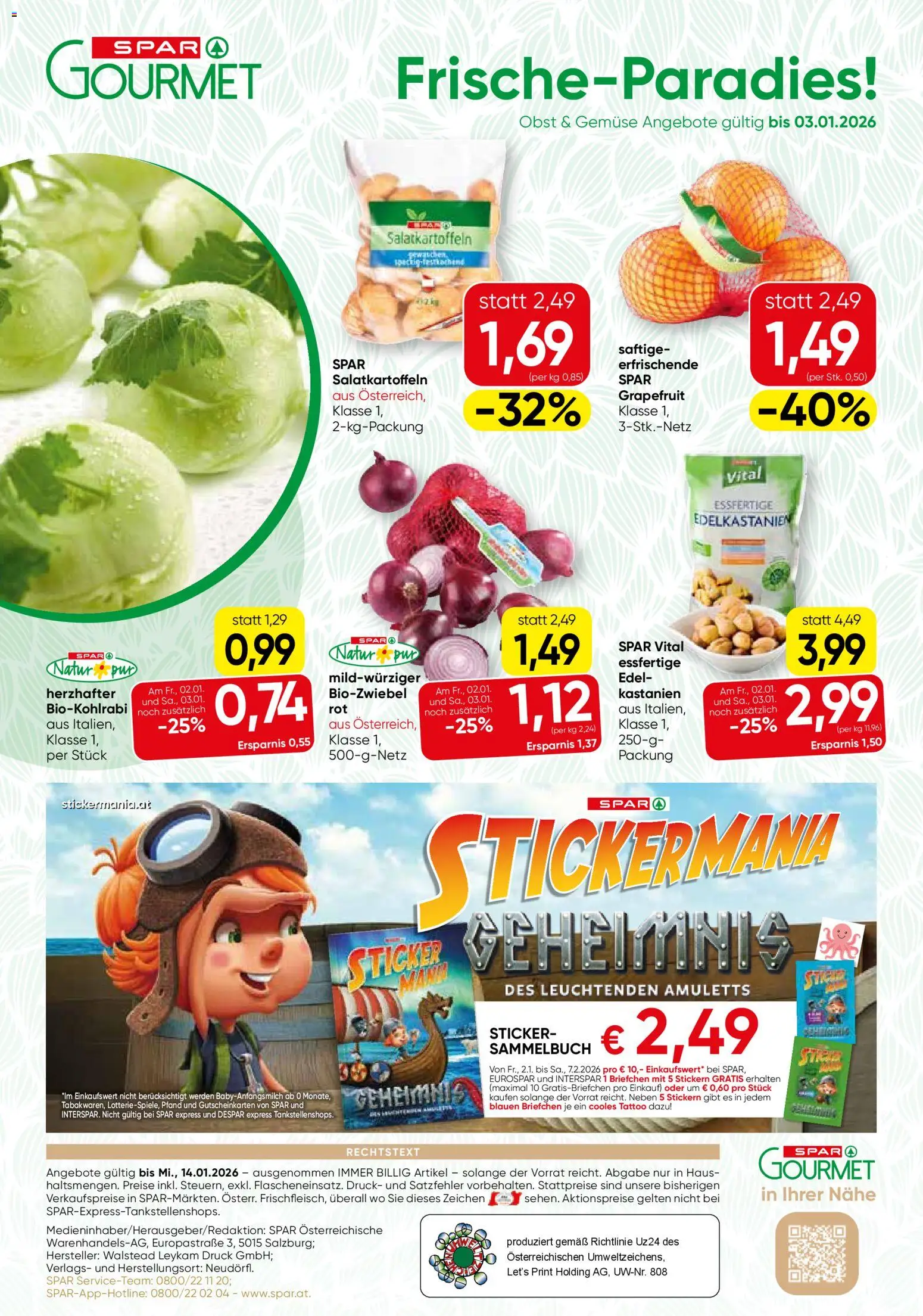 SPAR Gourmet Flugblatt gültig ab 02.01.2026 | Seite: 12 | Produkte: Grapefruit, Gemüse, Obst