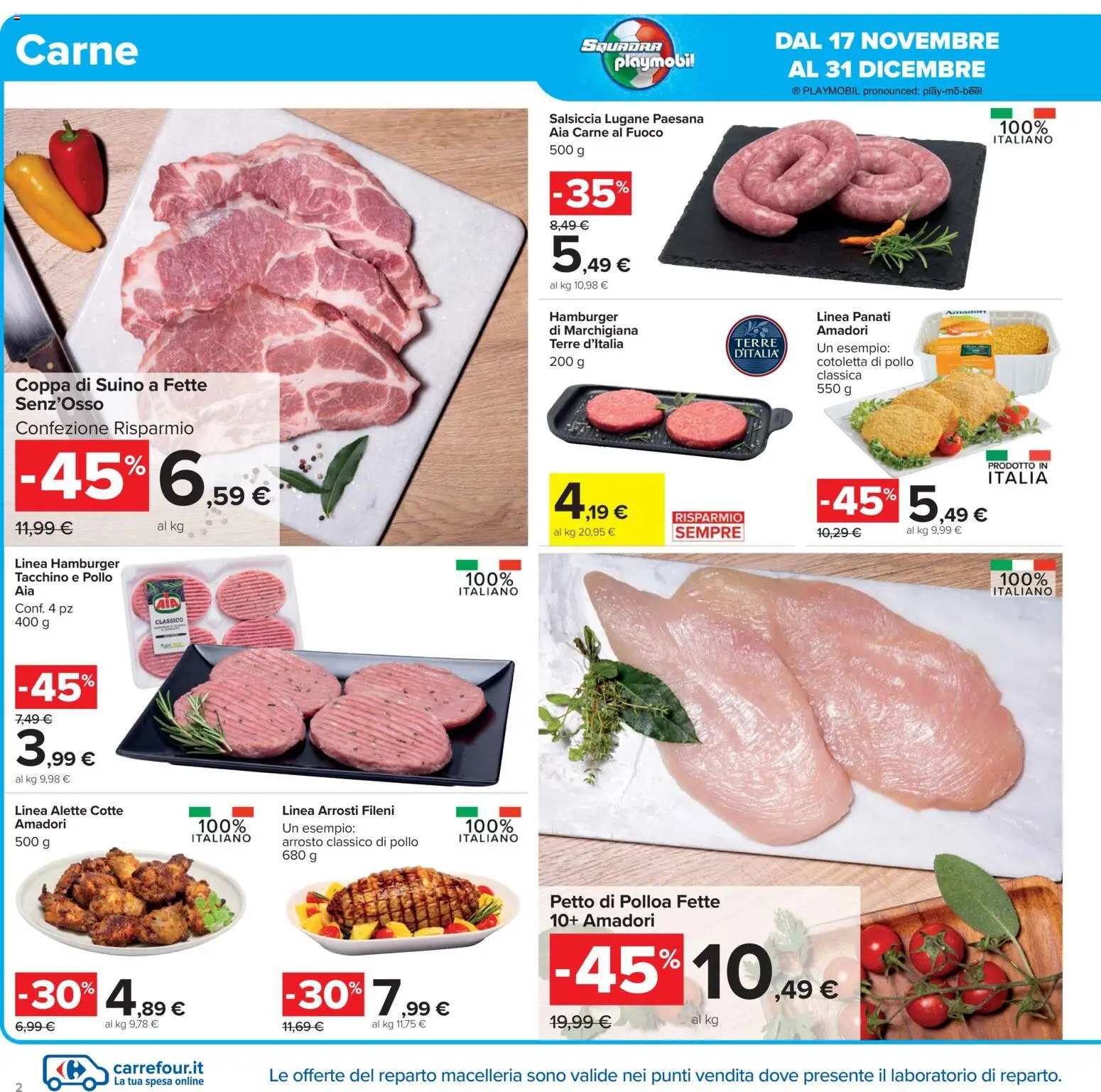 Volantino Carrefour del 02.12.2025 | Pagina: 2 | Prodotti: Arrosto, Pollo, Suino, Salsiccia