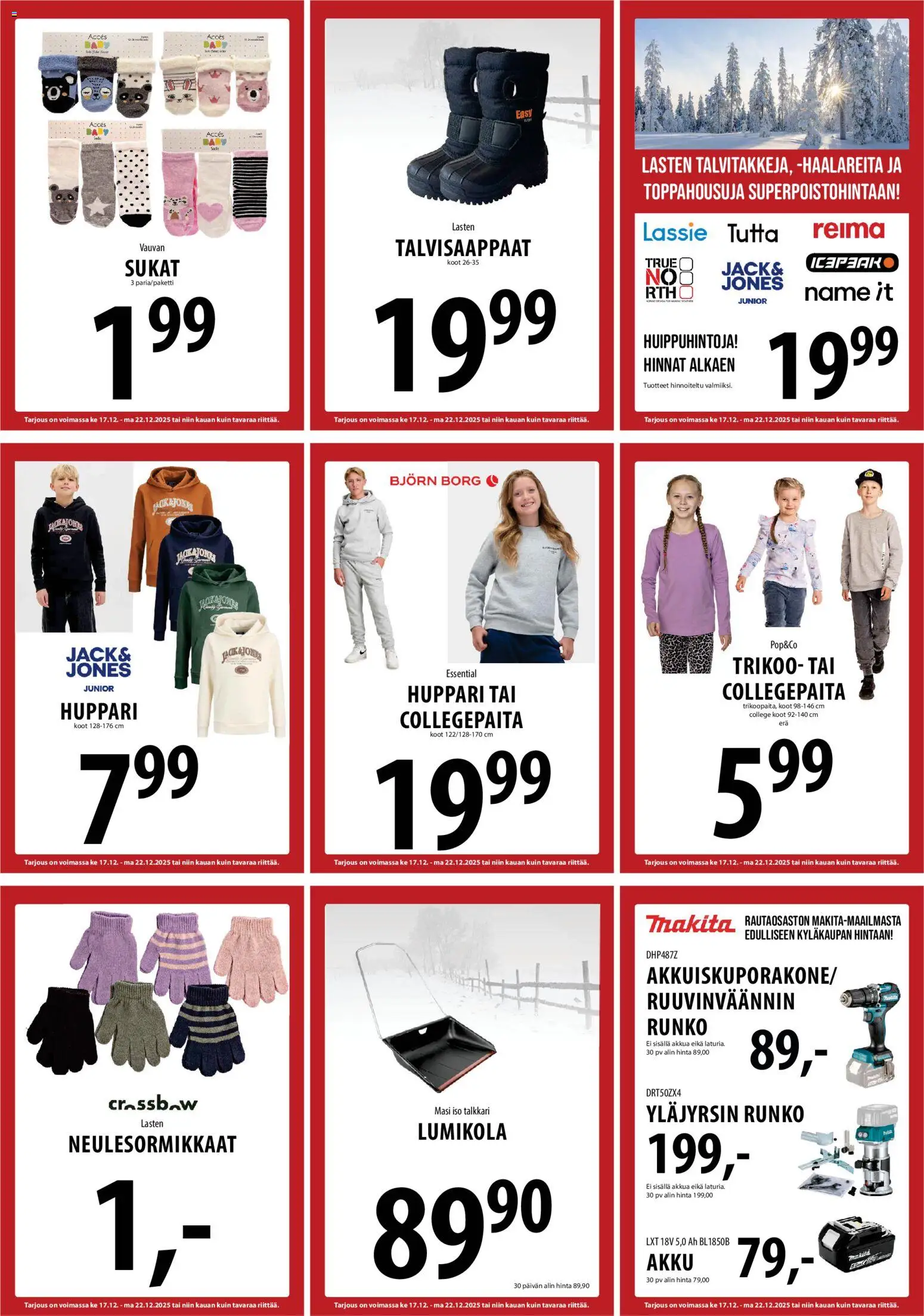 Tuuri tarjoukset – voimassa 17.12.2025 alkaen | Sivu: 31 | Tuotteet: Akku, Huppari, Sukat