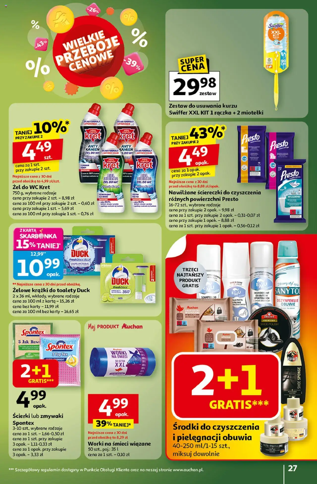 Auchan Gazetka - Wielkie przeboje cenowe Hipermarket od 16.10.2025 | Strona: 27 | Produkty: Top, Szampon, Dezodorant, Ściereczki do czyszczenia