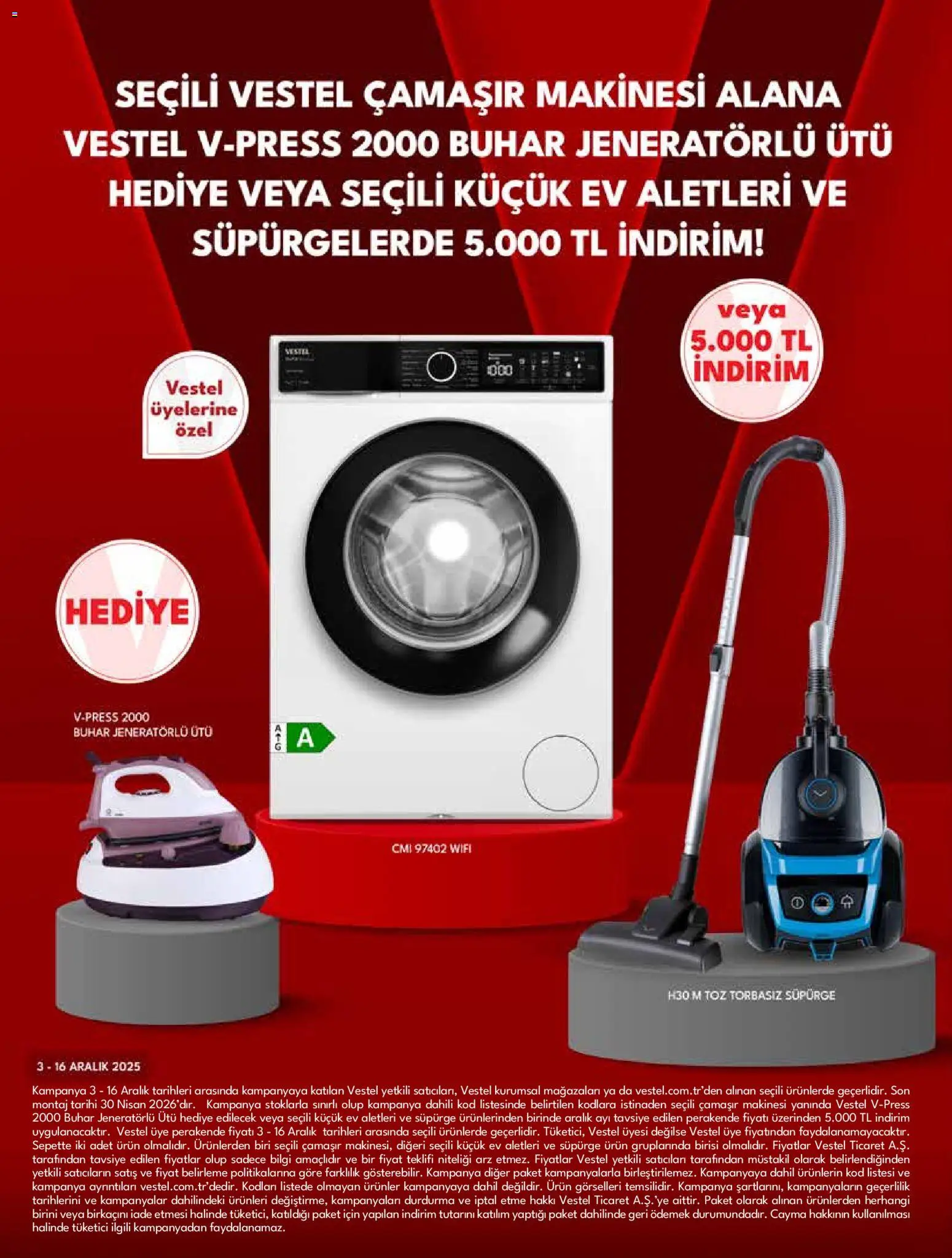 Vestel Katalog - 01.12.2025 tarihinden itibaren geçerlidir | Sayfa: 6 | Ürünler: Çamaşır makinesi, Ütü