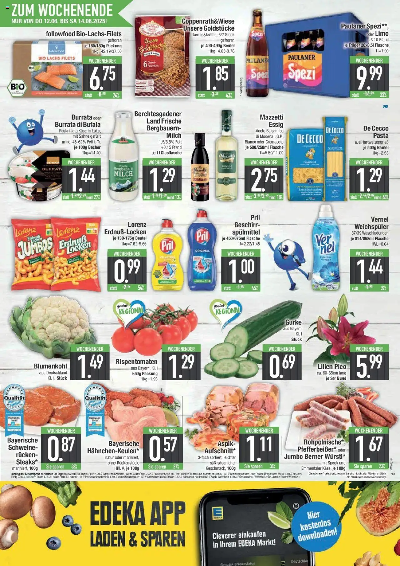 Edeka prospekt Hunderdorf	 - gültig ab dem 08.06.2025 | Seite: 19 | Produkte: Käse, Balsamico, Burrata, Paulaner