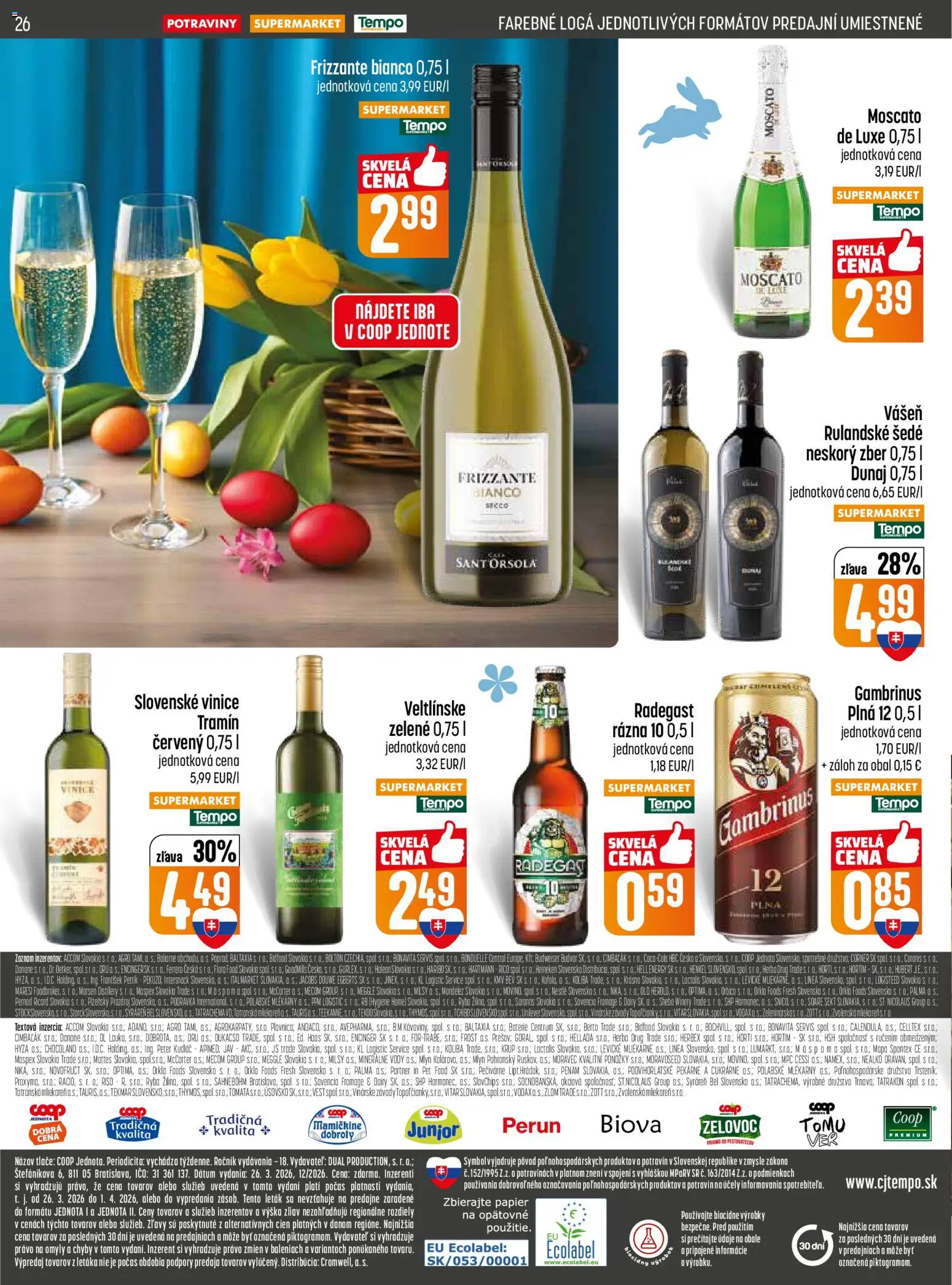 Nové COOP Jednota akcie – leták je platný od 26.03.2026 | Strana: 26 | Produkty: Ryba, Ponožky, Flora, Gambrinus