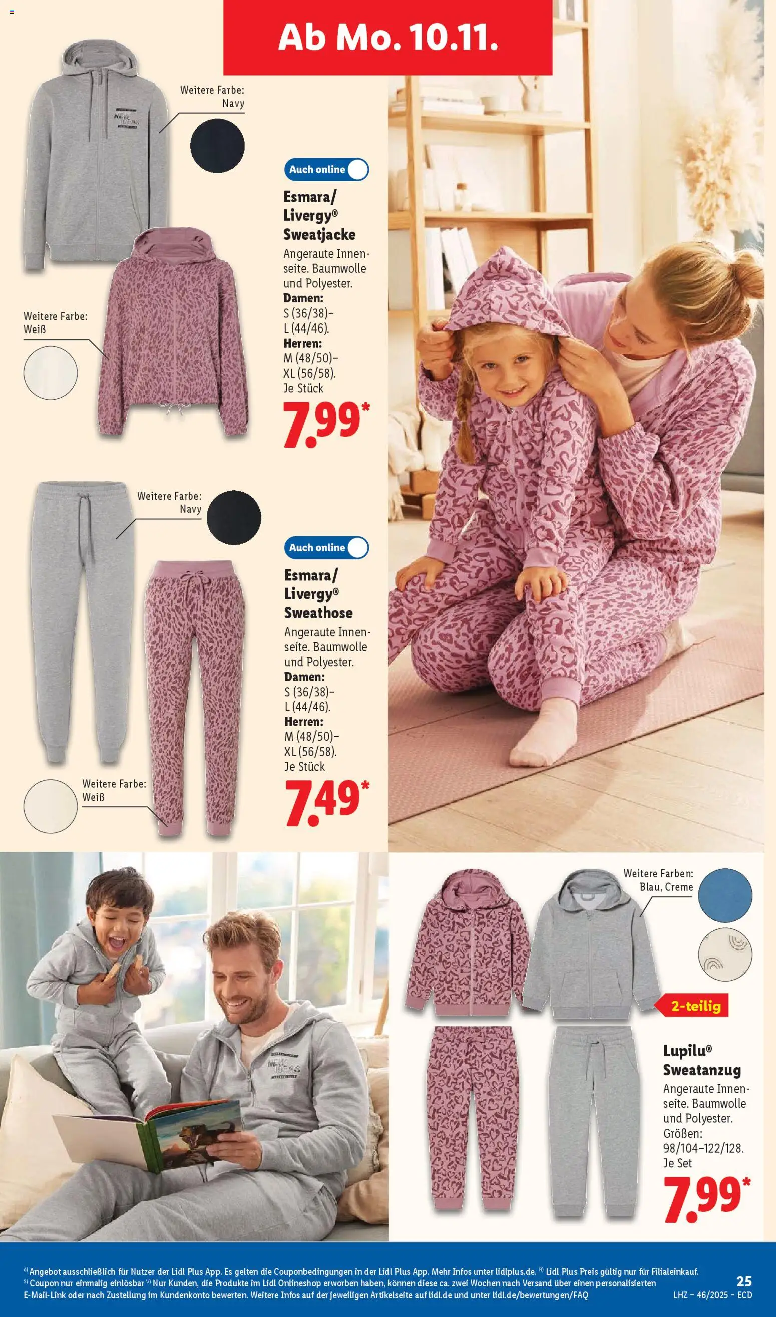 Lidl - Prospekt – gültig ab 10.11.2025 | Seite: 39 | Produkte: Sweathose, Sweatjacke, Creme