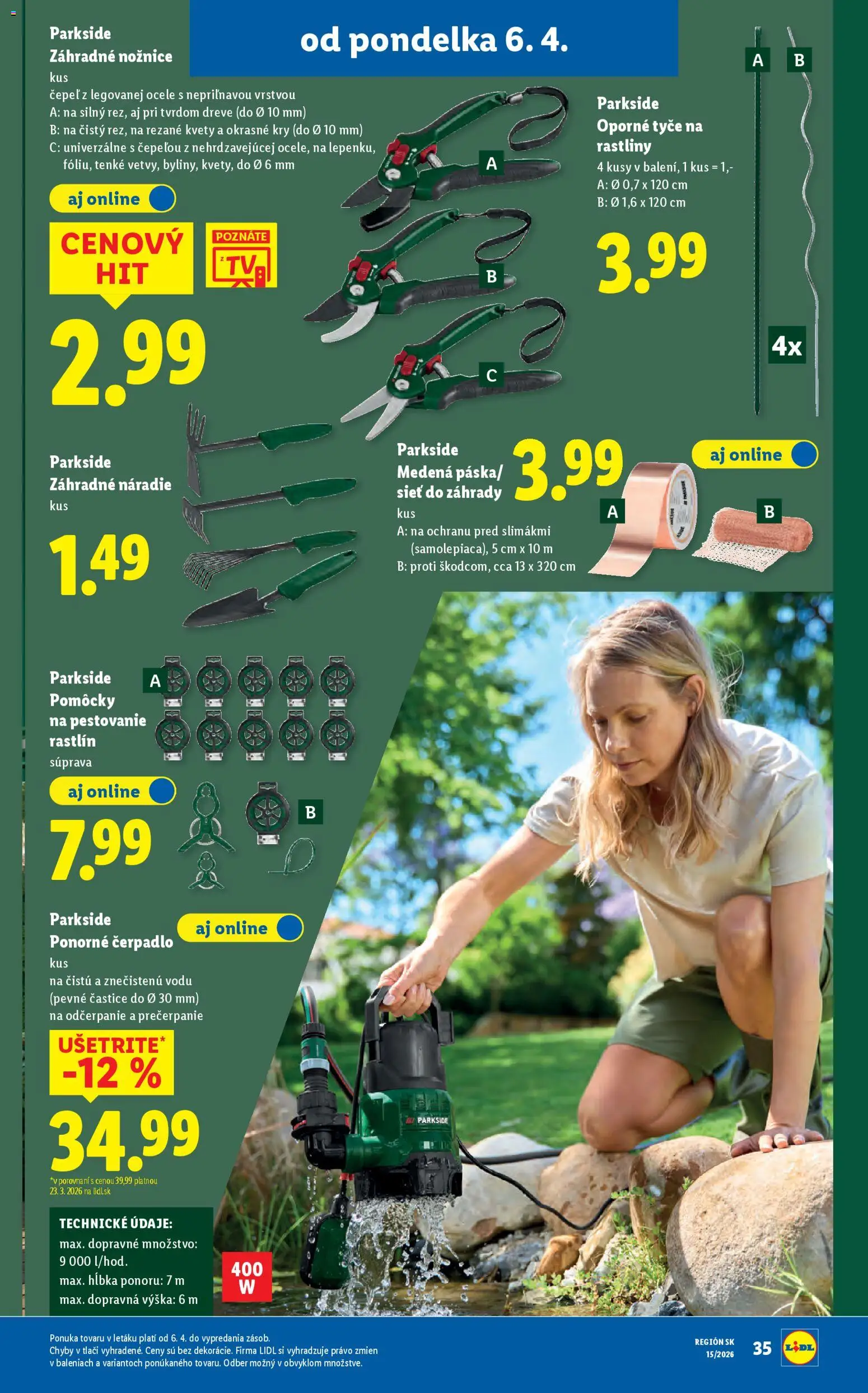 Nové Lidl akcie – leták je platný od 06.04.2026 | Strana: 39 | Produkty: Ponorné čerpadlo, Čerpadlo, Náradie, Parkside
