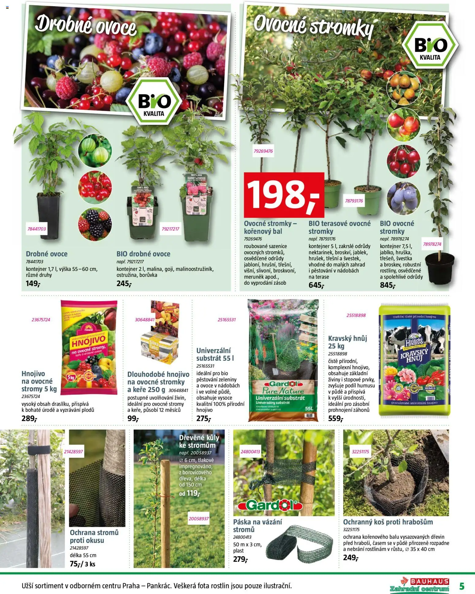 Bauhaus katalog Zahradní centrum od 06.03.2026 | Strana: 5 | Produkty: Ovoce, Substrát, Univerzální substrát, Hnojivo