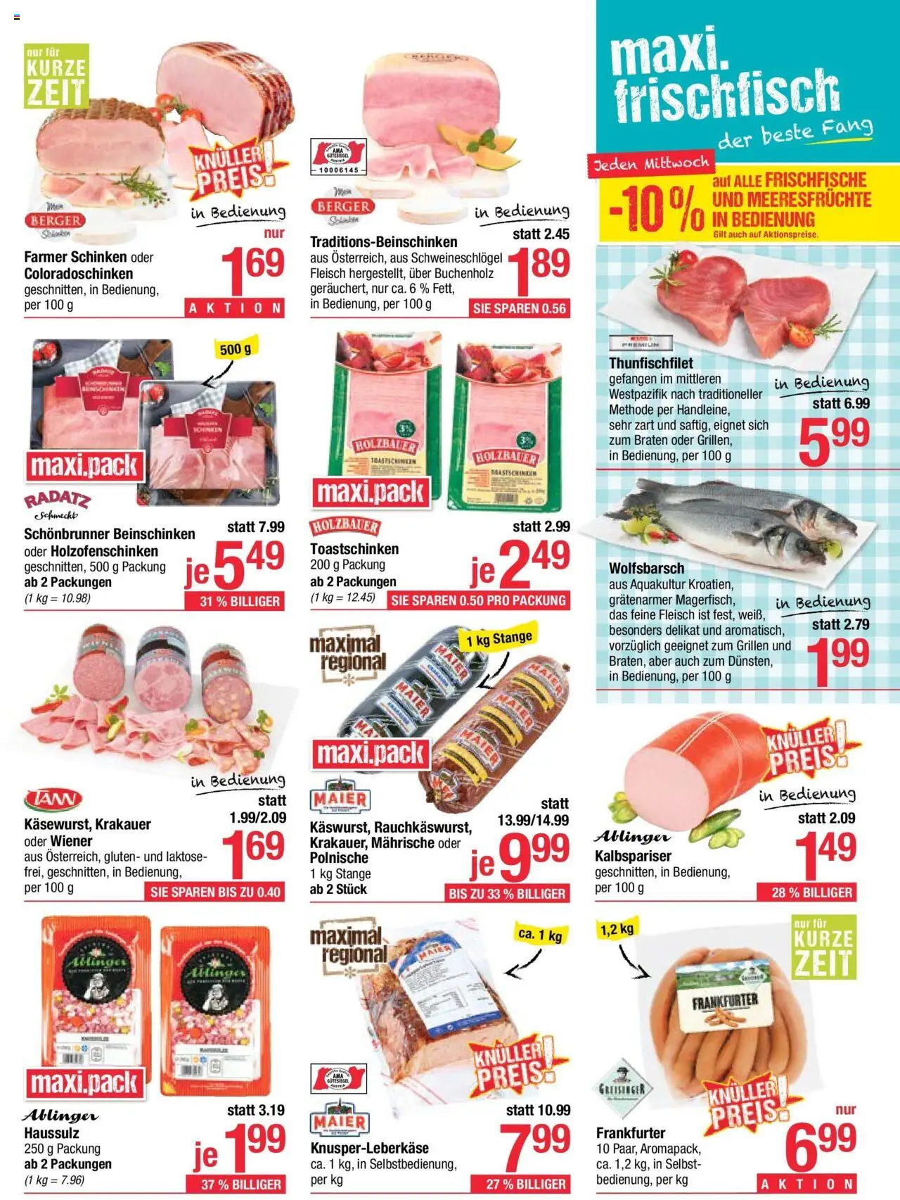 Maximarkt Flugblatt Flugblatt Anif, Bruck an der Großglocknerstraße gültig ab 11.08.2025 | Seite: 5 | Produkte: Meeresfrüchte, Schinken