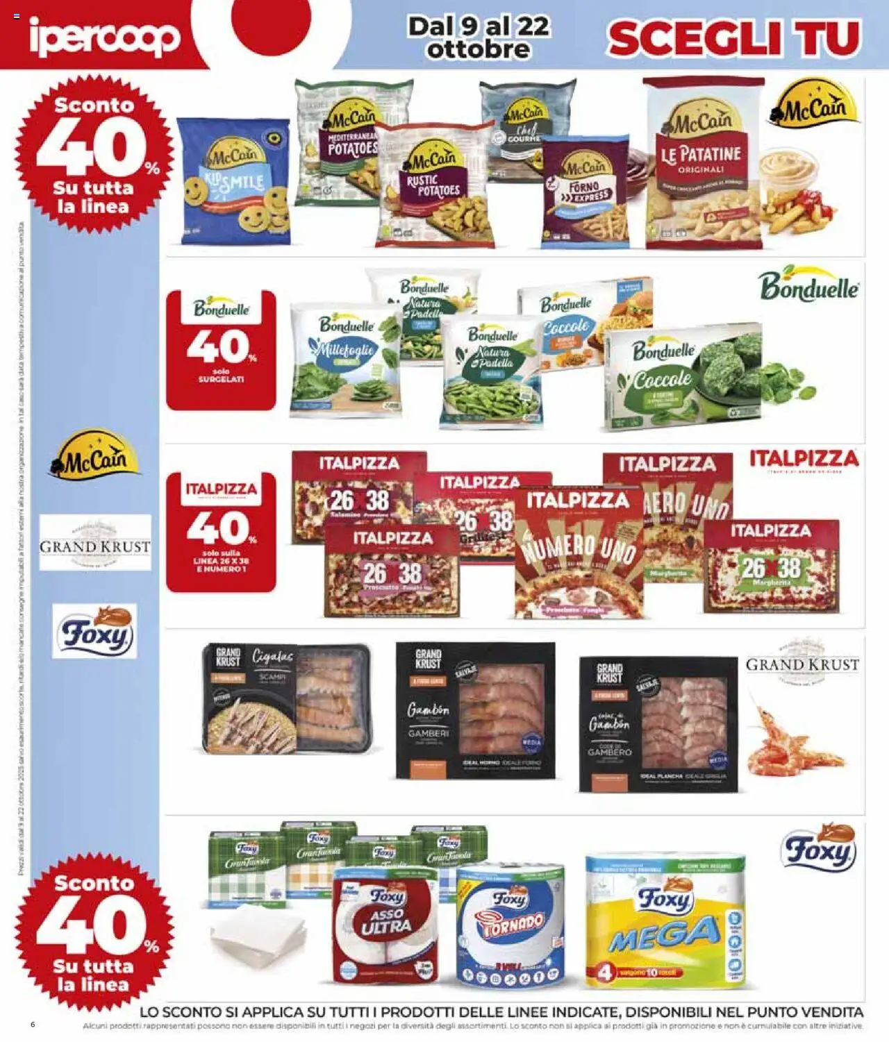 Volantino Ipercoop del 09.10.2025 | Pagina: 6 | Prodotti: Gamberi, Patatine, Data, Forno