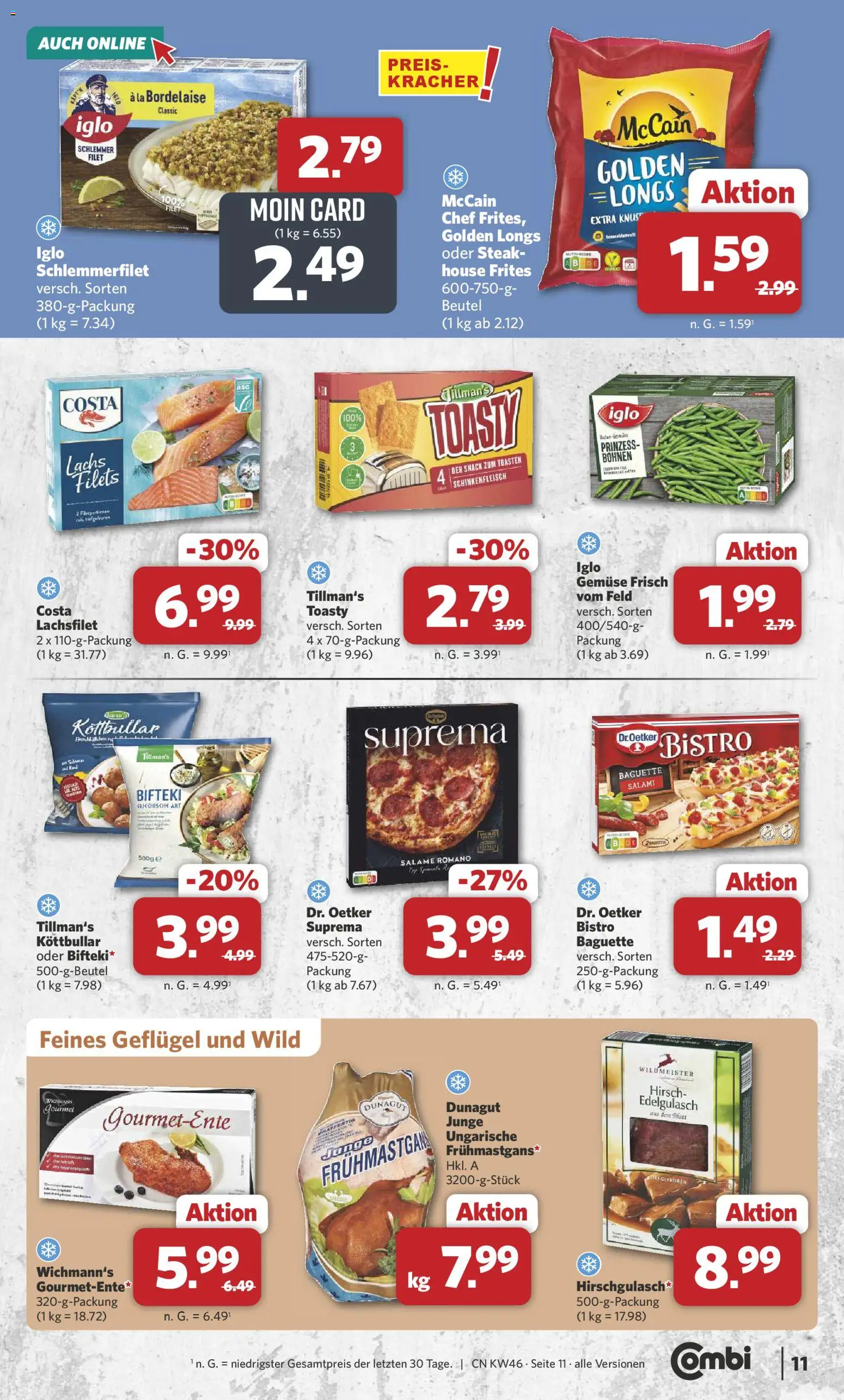 Combi Prospekt 	 – gültig ab 10.11.2025 | Seite: 11 | Produkte: McCain, Lachs, Gemüse, Steak