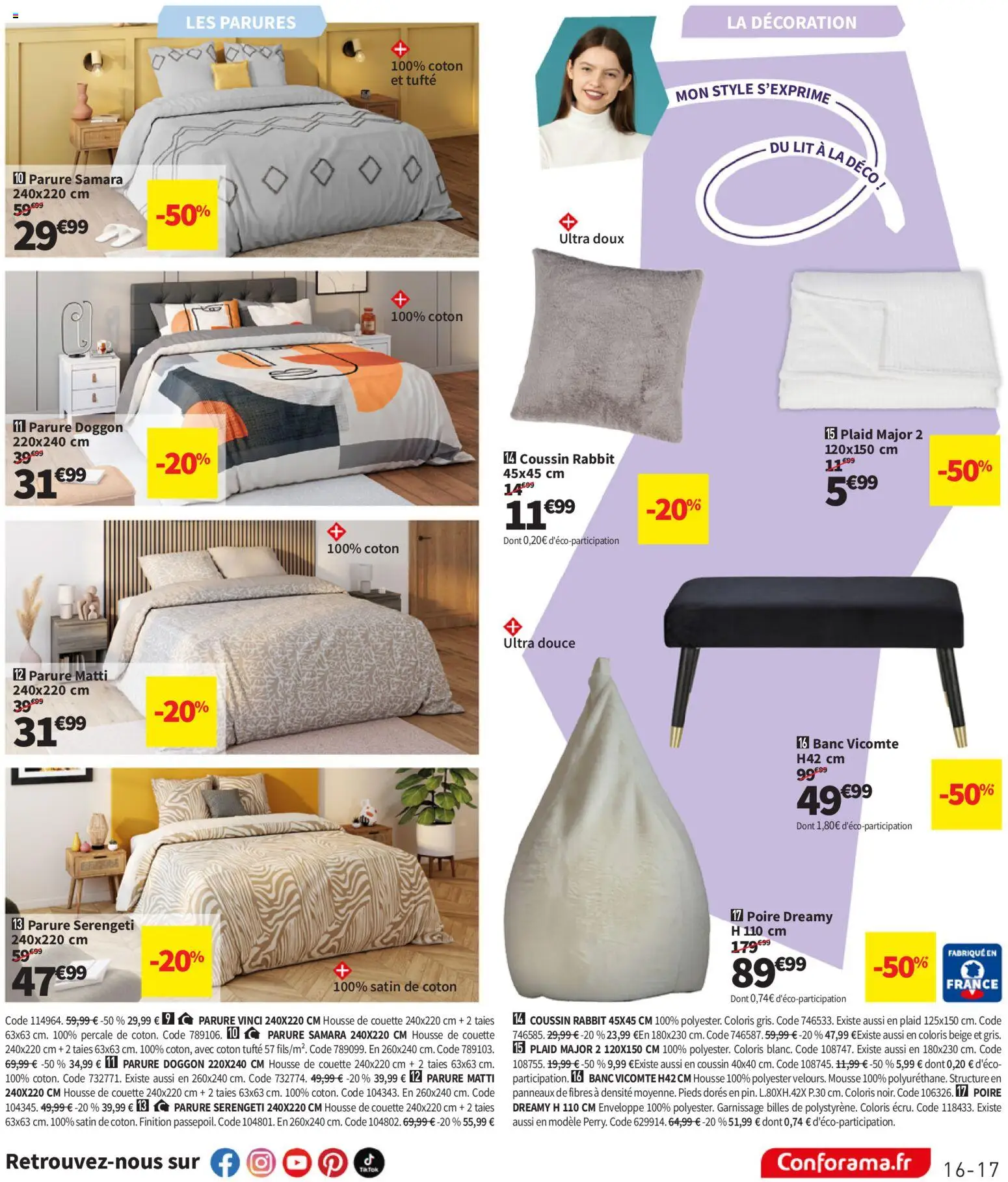 {H1} | Page: 17 | Produits: Poire, Coton, Enveloppe, Couette