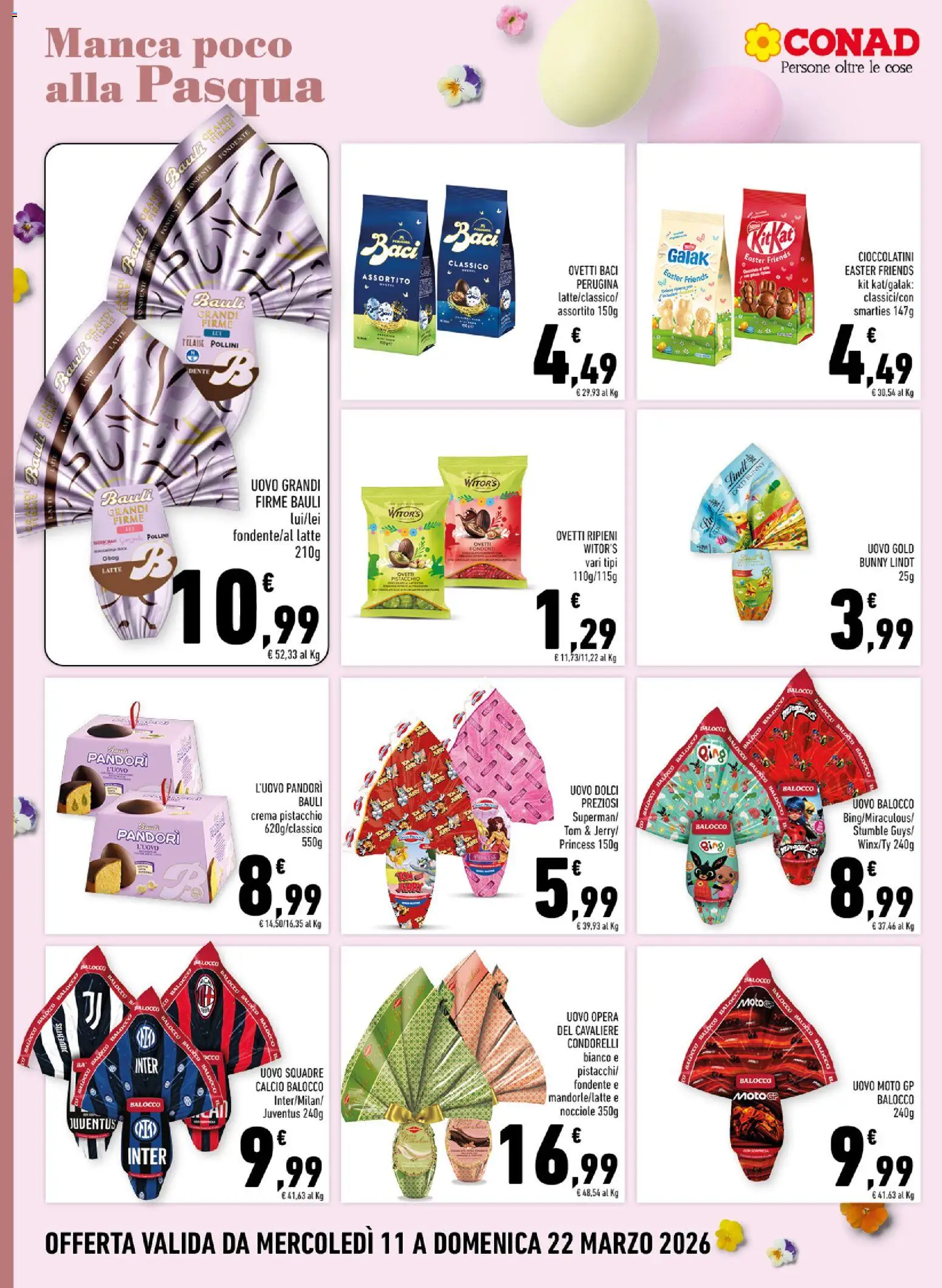 Volantino Conad del 11.03.2026 | Pagina: 4 | Prodotti: Latte, Nocciole, Pandoro, Cioccolatini