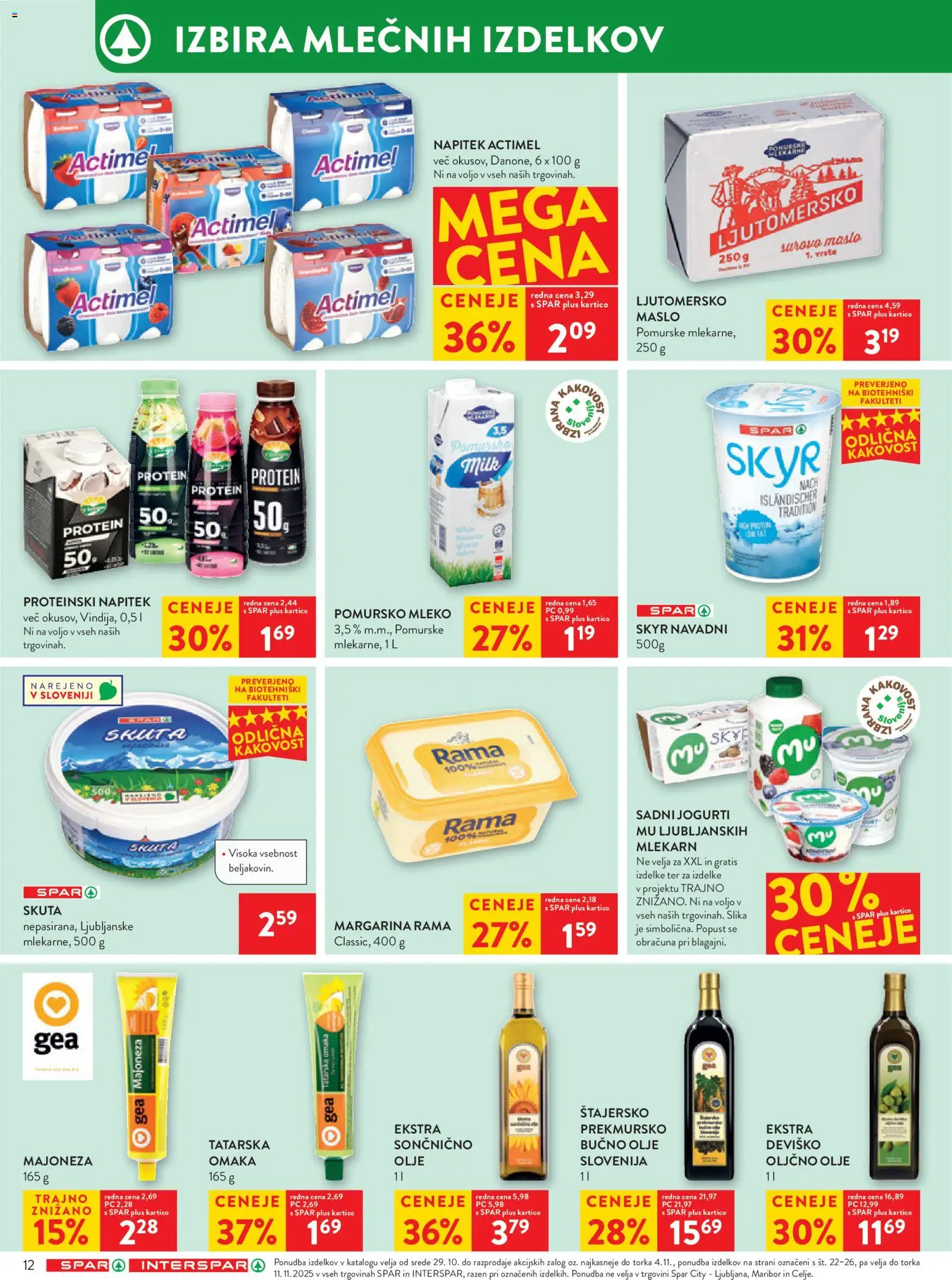 Novi Spar katalog ponudbe – veljaven od 29.10.2025 | Stran: 16 | Izdelki: Oljčno olje, Bučno olje, Margarina, Skyr