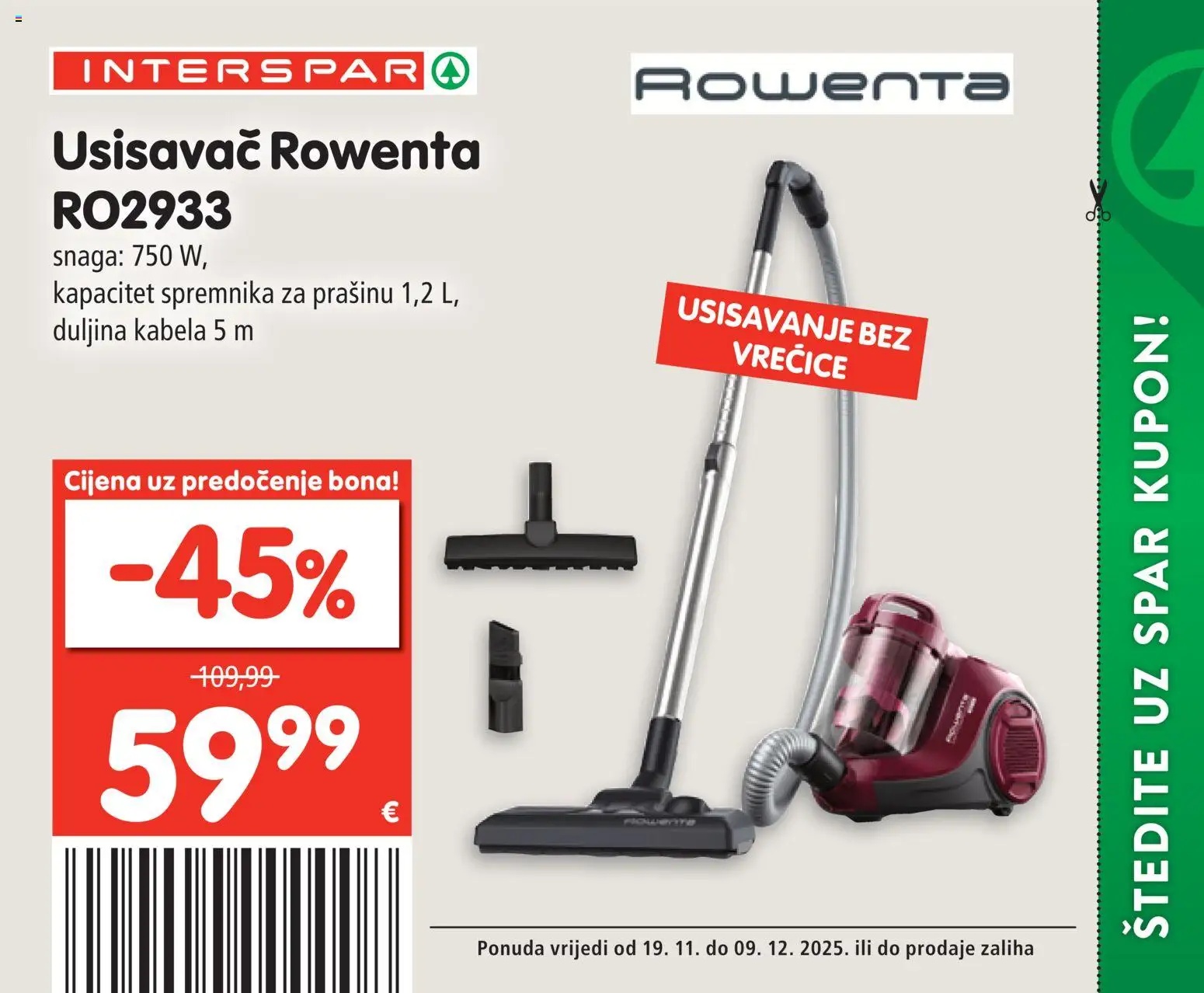 Interspar katalog | vrijedi od 19.11.2025 | Stranica: 22 | Proizvodi: Usisavač