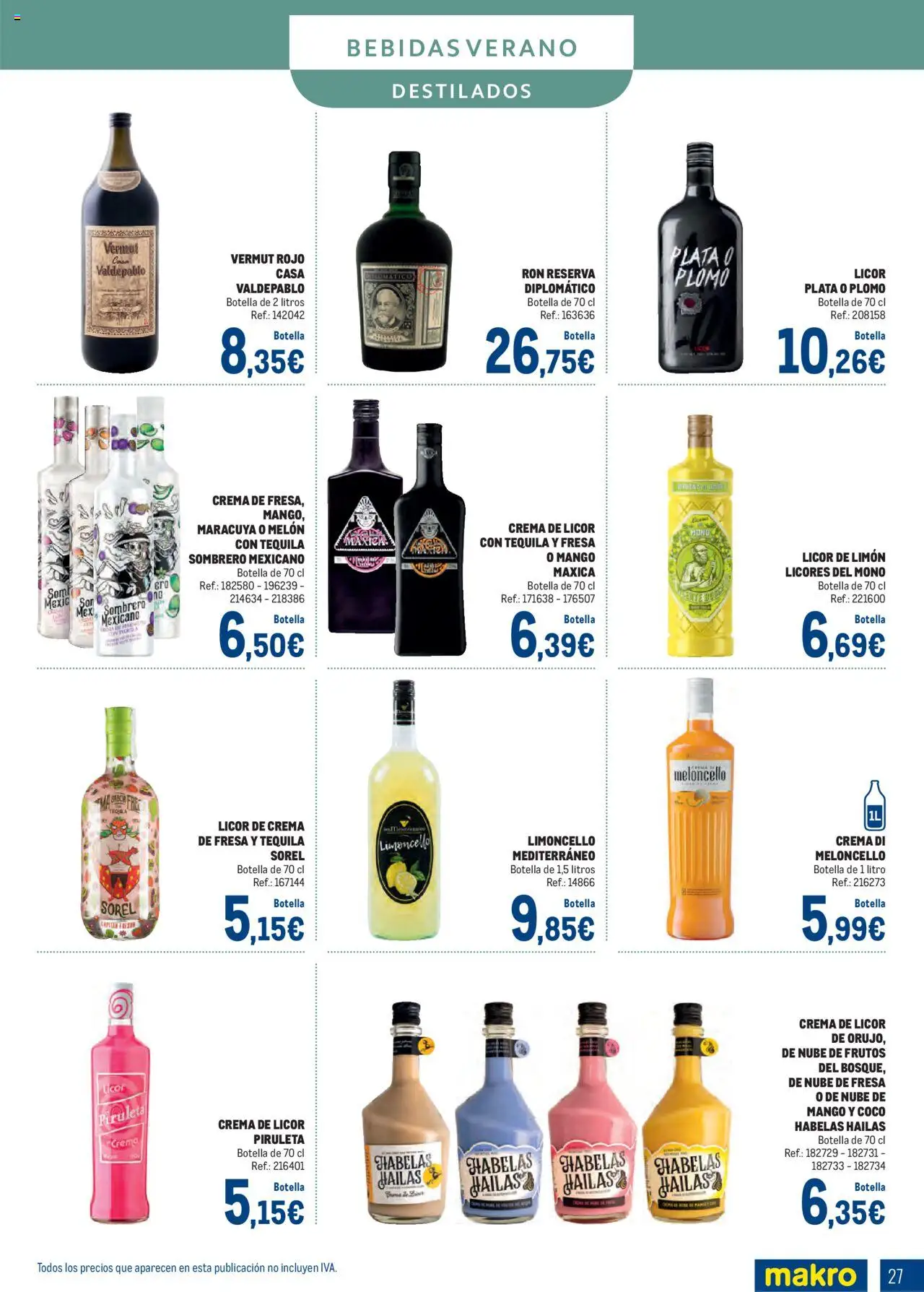 Makro - Bebidas Especial Verano Sur │ válido desde el 04.08.2025 | Página: 27 | Productos: Licor, Ron, Τυρόπιτα, Crema