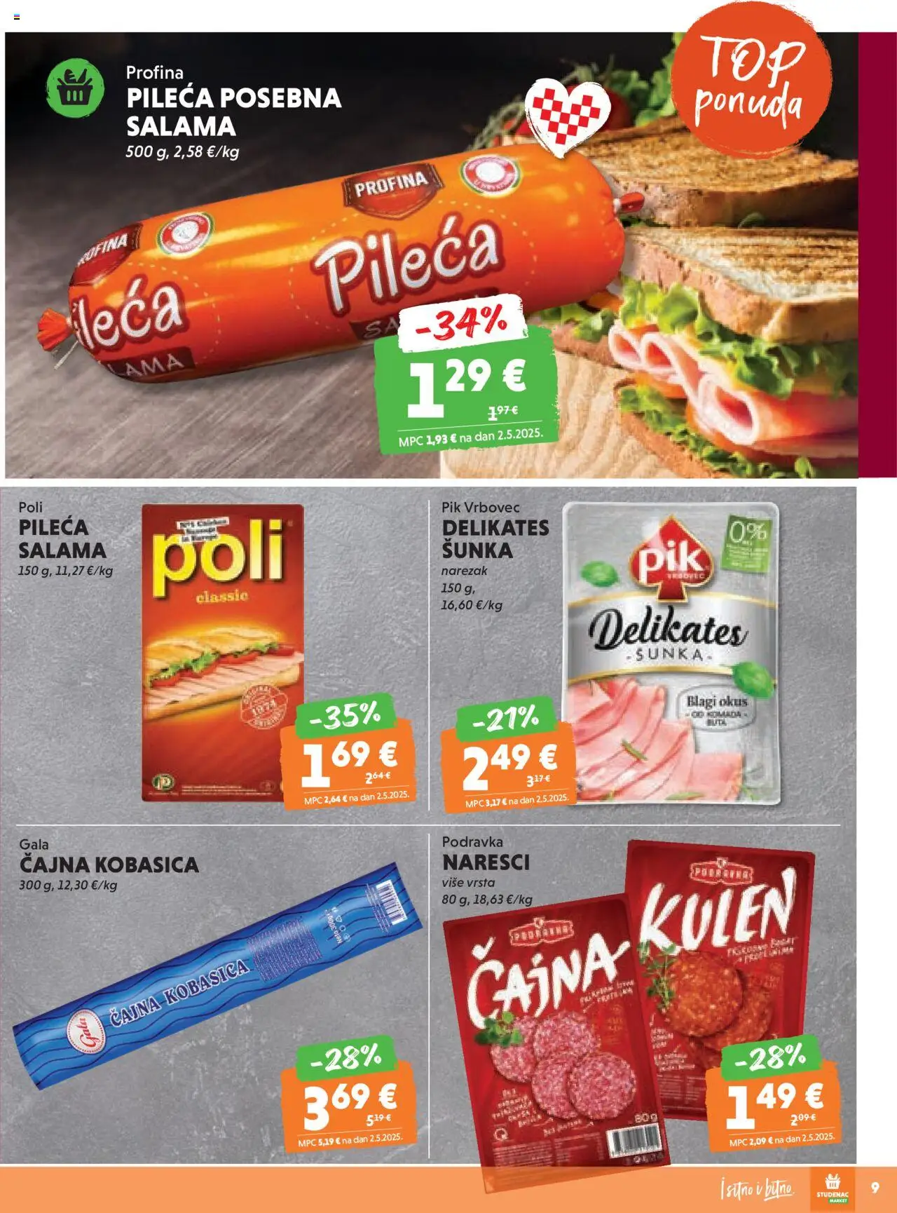 Studenac katalog | vrijedi od 13.08.2025 | Stranica: 9 | Proizvodi: Podravka, Narezak, Leća, Kobasica
