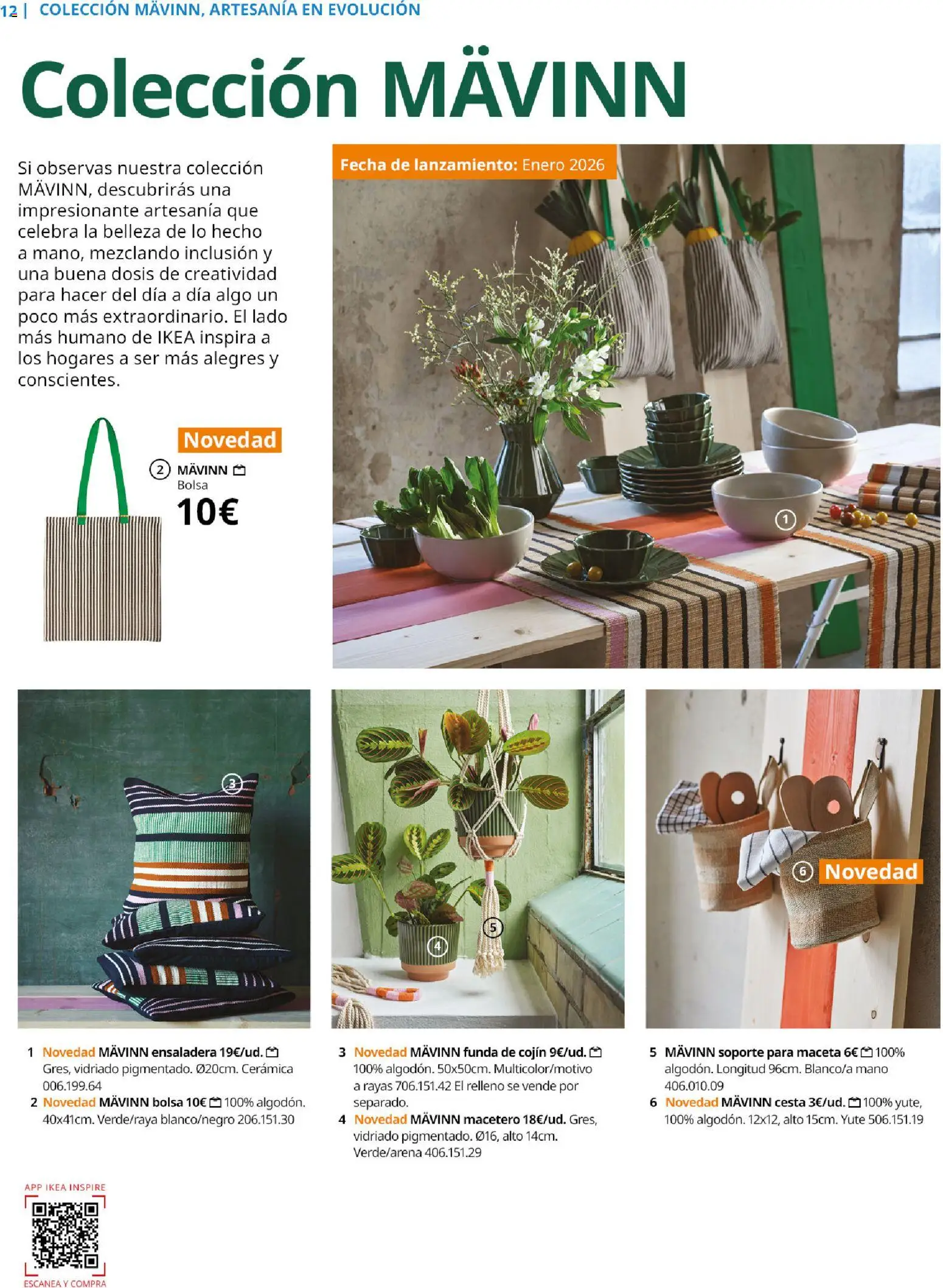 Catálogo IKEA Family Mallorca │ válido desde el 01.01.2026 | Página: 12 | Productos: Bolsa, Macetero, Funda de cojín, Cojín