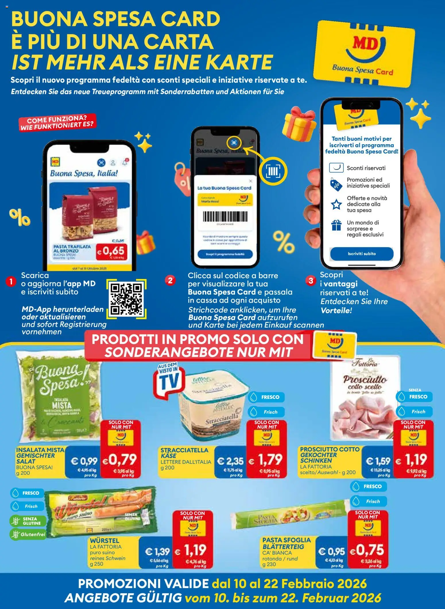 Volantino MD Discount del 10.02.2026 | Pagina: 4 | Prodotti: Prosciutto Cotto, Insalata, Suino, Prosciutto