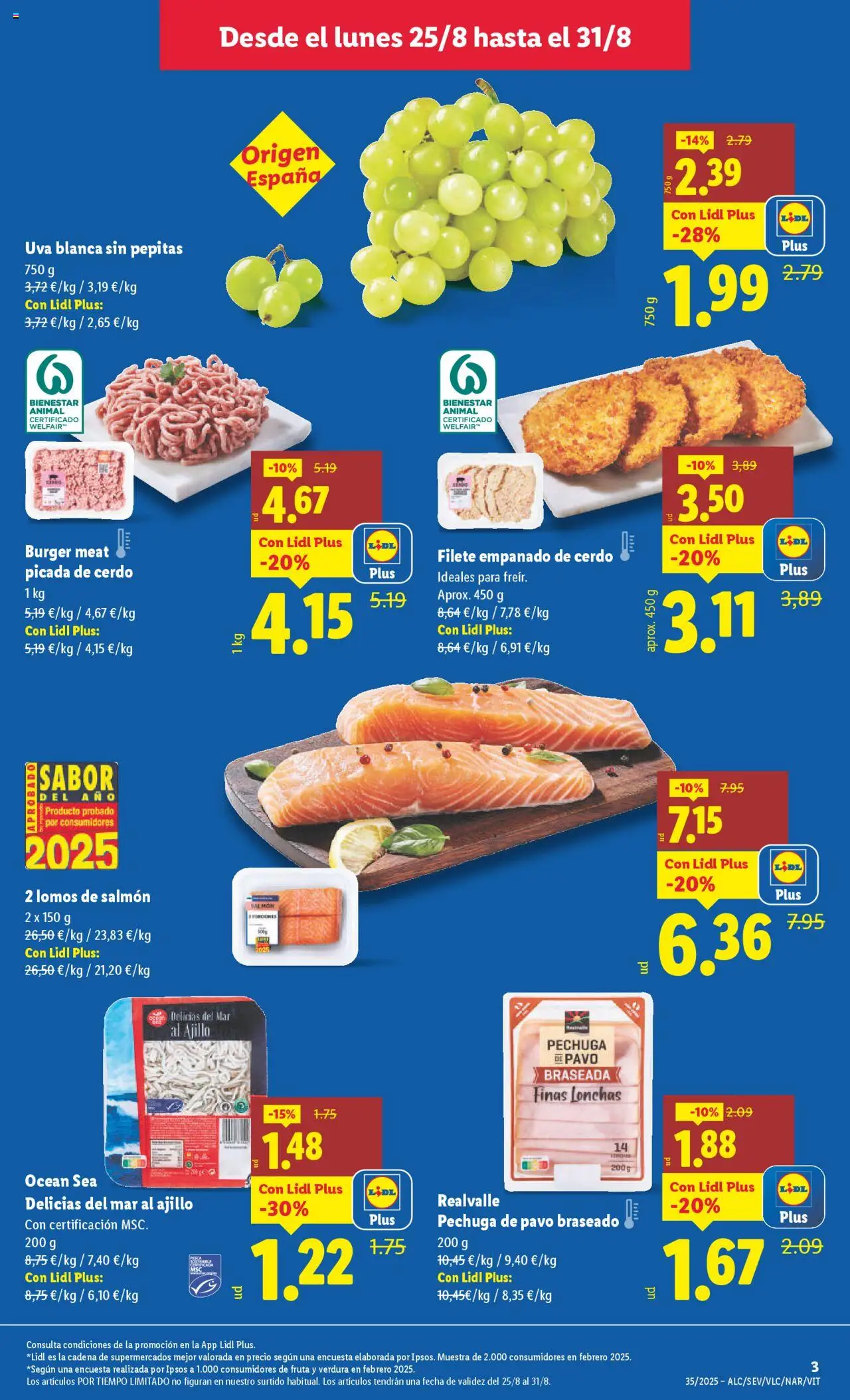 Lidl catálogo BCN │ válido desde el 25.08.2025 | Página: 3 | Productos: Cerdo, Filete