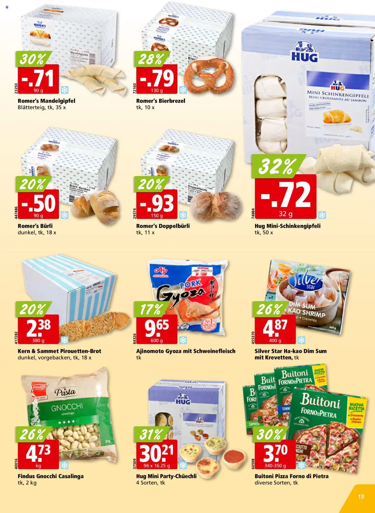 Aligro Aktionen Schlieren, Gossau SG, Frauenfeld, Rapperswil-Jona, Sargans, Bern, Brüttisellen, Pratteln, Emmen, Spreitenbach ab 11.08.2025 | Seite: 13 | Produkte: Pizza, Schweinefleisch, Pasta