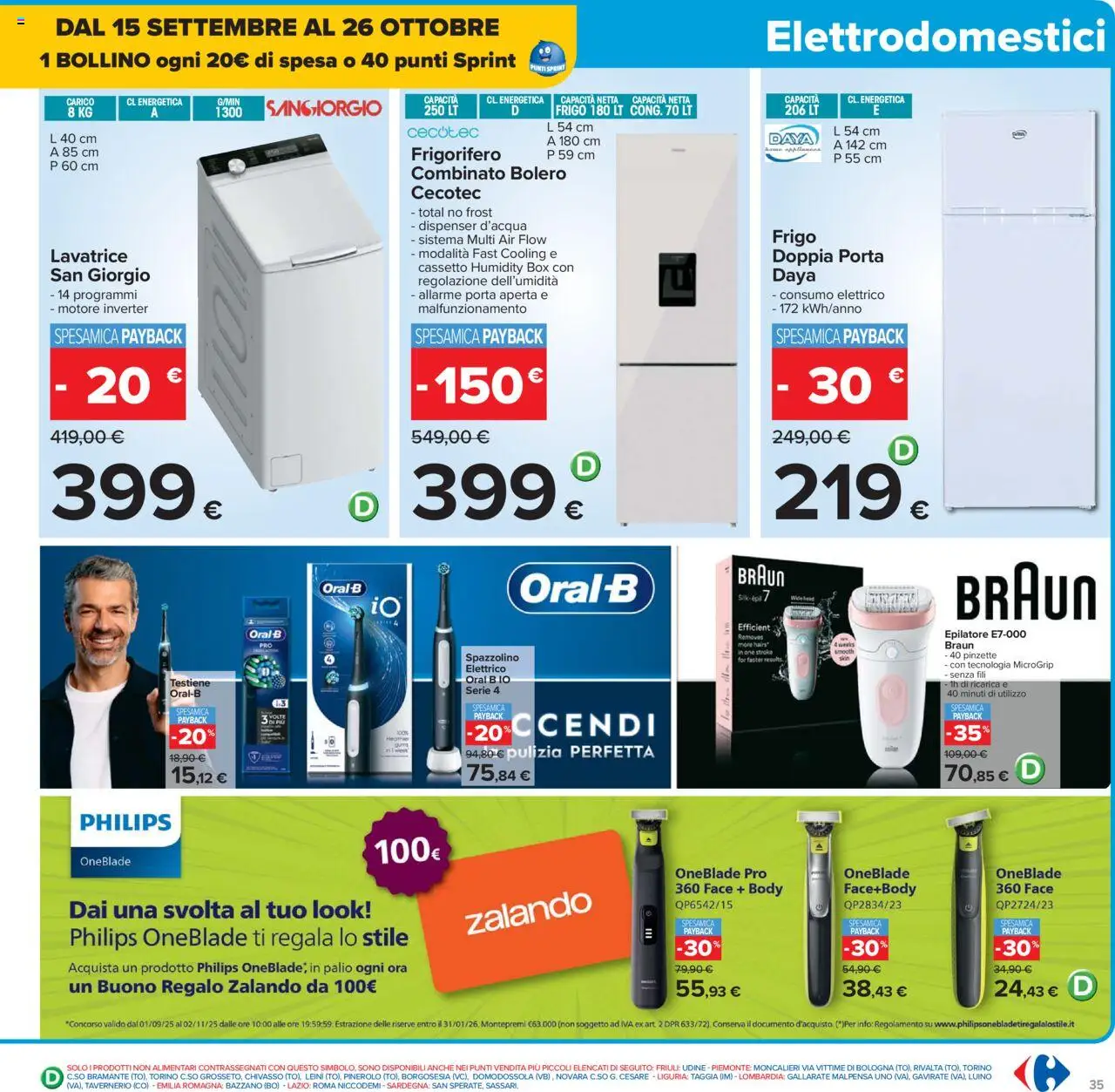 Volantino Carrefour del 15.09.2025 | Pagina: 35 | Prodotti: Spazzolino, Lavatrice, Body, Epilatore