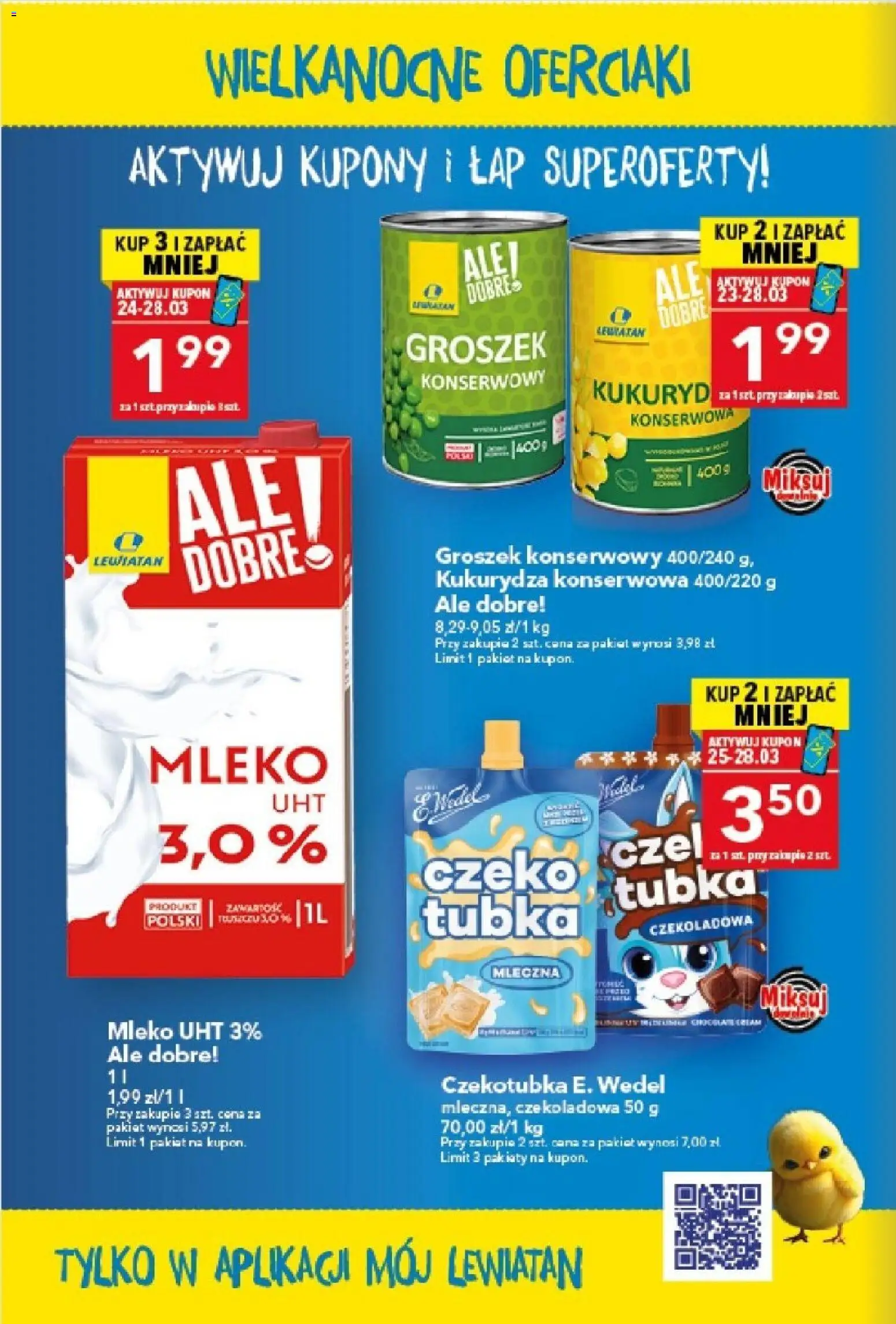 Lewiatan gazetka - Wielkanocne Oferciaki od 19.03.2026 | Strona: 2 | Produkty: Groszek, Czekoladowa, Kukurydza, Mleko