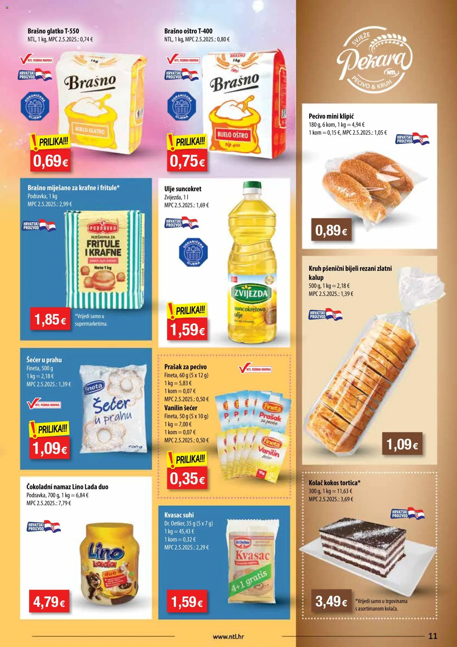 NTL katalog | vrijedi od 11.02.2026 | Stranica: 11 | Proizvodi: Prašak za pecivo, Ulje, Šećer, Pecivo