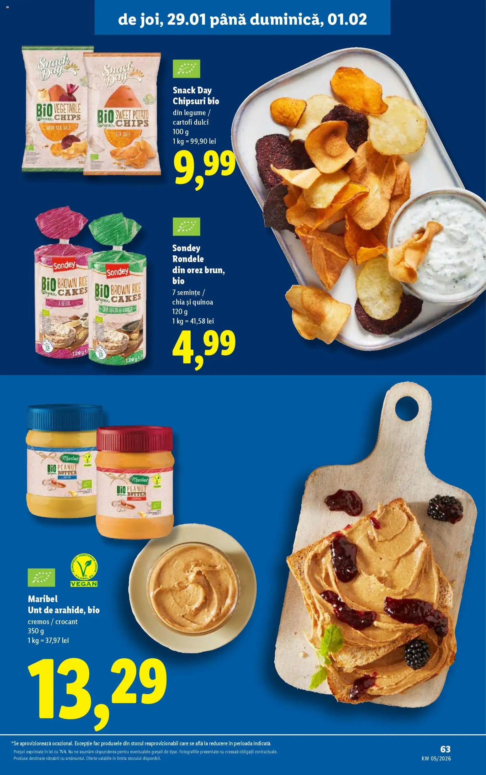 Noul catalog Lidl – valabil de la 26.01.2026 | Pagină: 63 | Produse: Taneli organik hardal, Semințe, Unt, Chipsuri