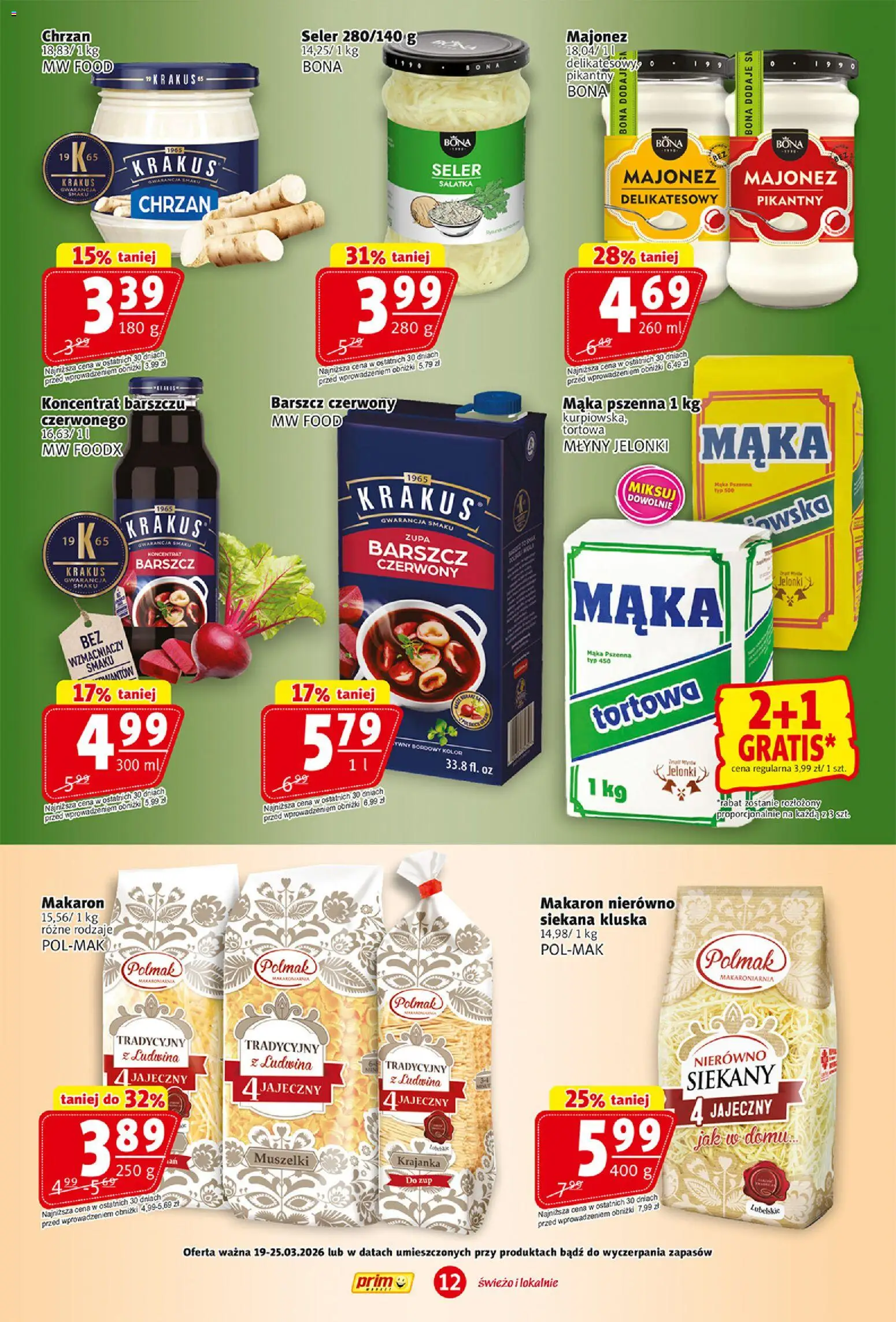 Prim Market gazetka od 19.03.2026 | Strona: 12 | Produkty: Barszcz, Zupa, Makaron, Majonez