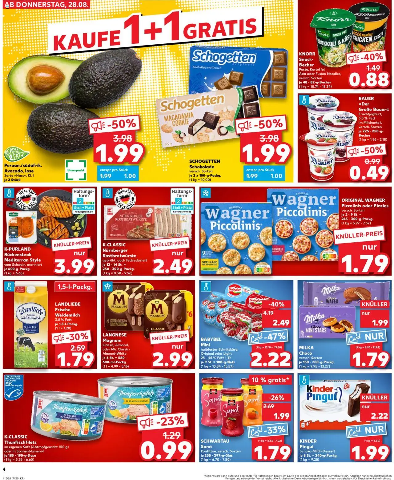 Kaufland prospekt Frankfurt (Oder)	 - gültig ab dem 28.08.2025 | Seite: 4 | Produkte: Schwartau samt, Knorr, Pizza, Saft