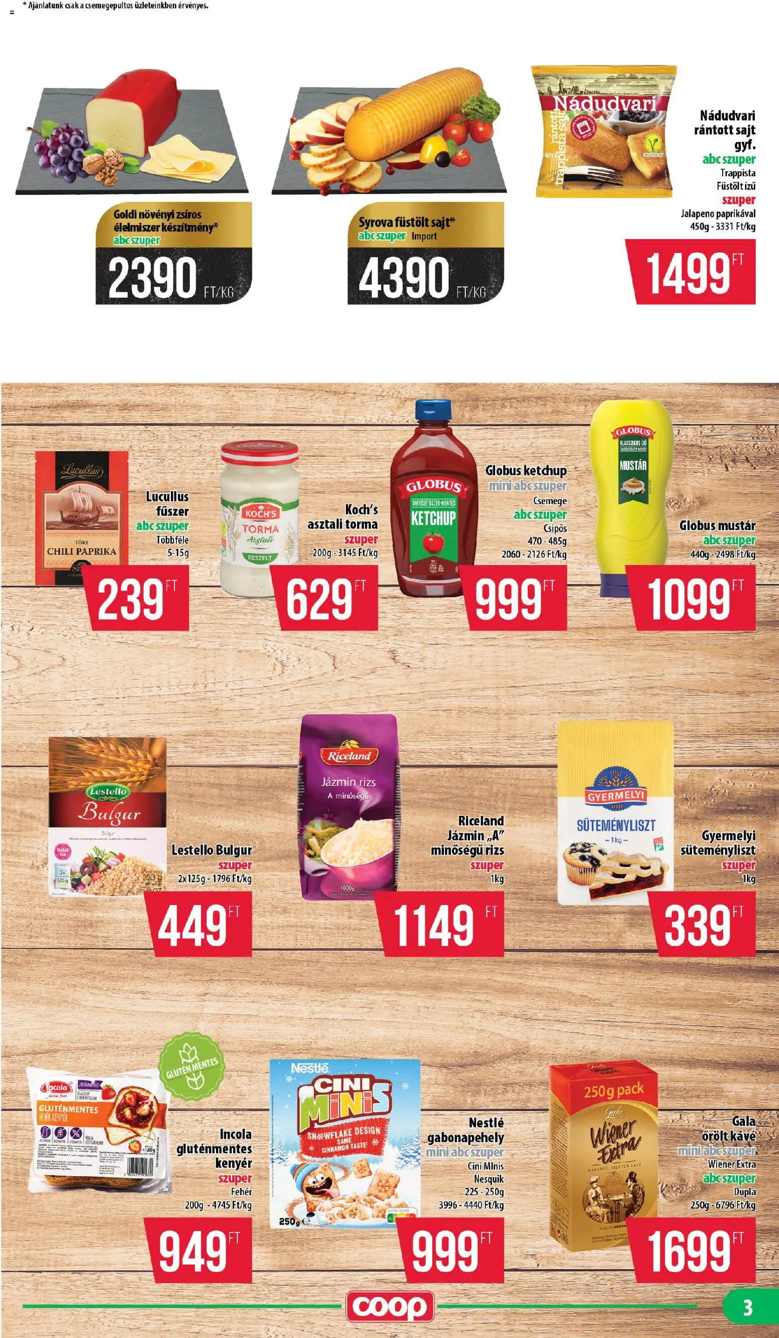 COOP akciós ujság - amely érvényes a következő dátumtól: 19.03.2026 | Oldal: 3 | Termékek: Sajt, Kávé, Jalapeno, Mustár