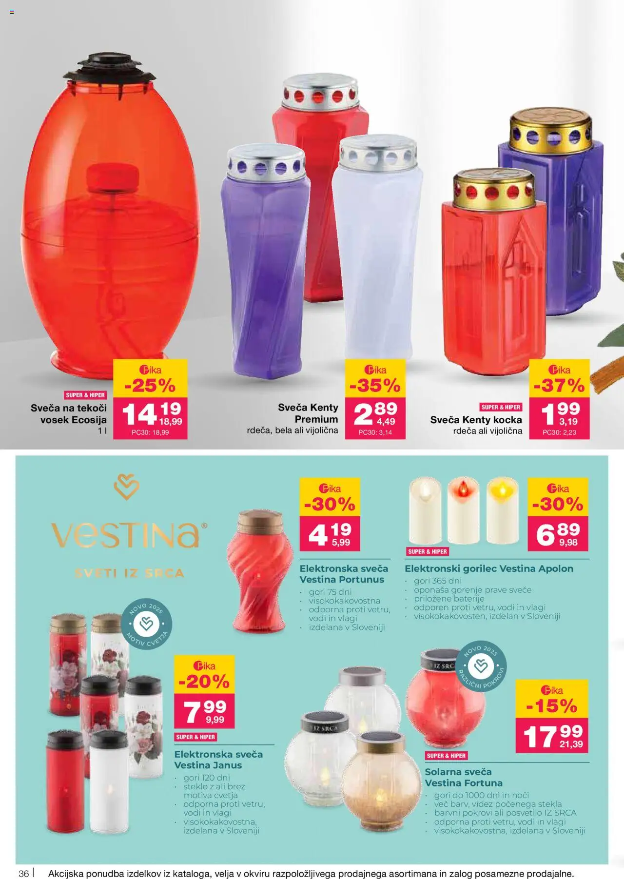 Novi Mercator katalog ponudbe – veljaven od 02.10.2025 | Stran: 36 | Izdelki: Sveča, Baterije, Svece