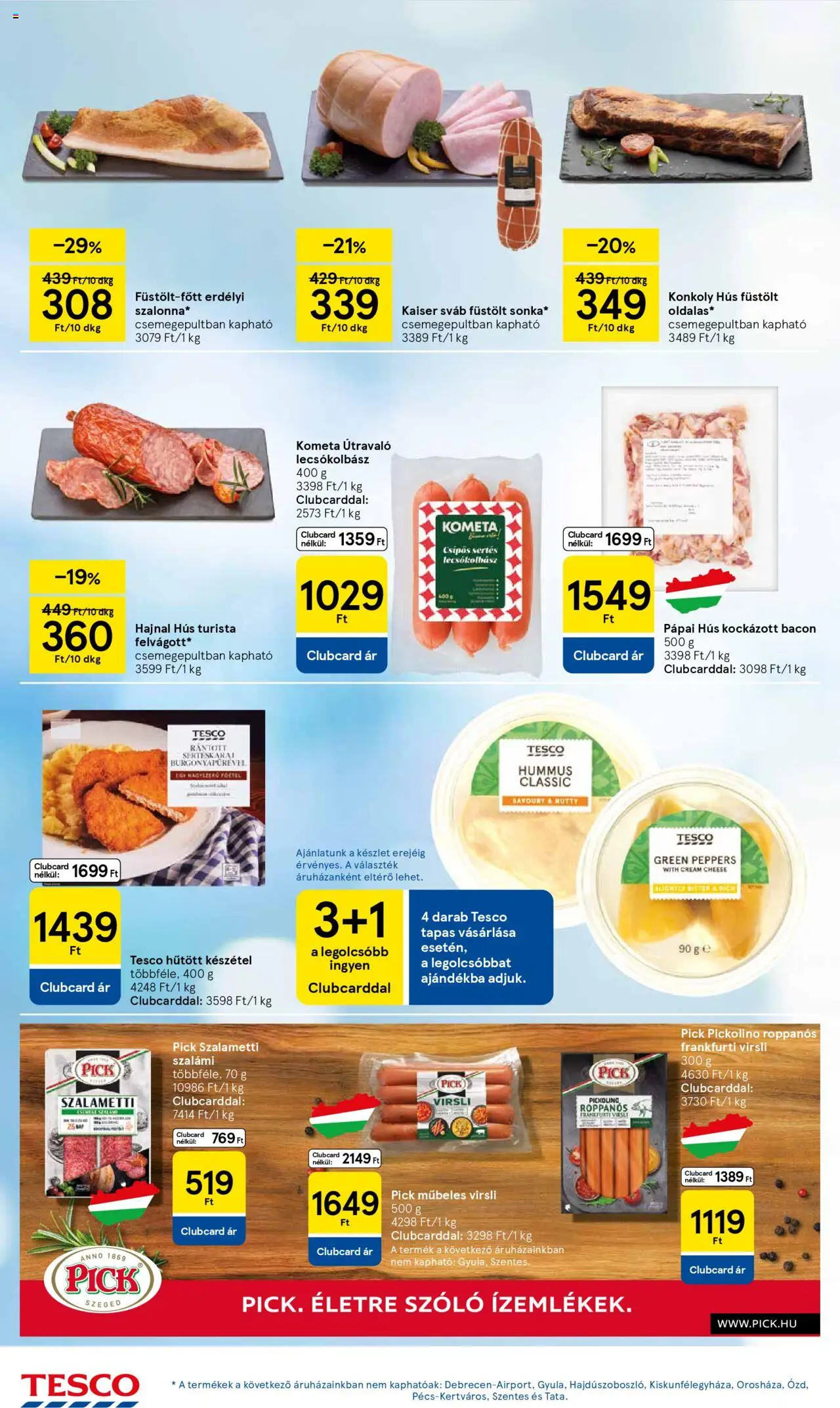 Tesco akciós ujság - amely érvényes a következő dátumtól: 21.10.2025 | Oldal: 18 | Termékek: Szőlő, Kockázott bacon, Hús, Frankfurti virsli