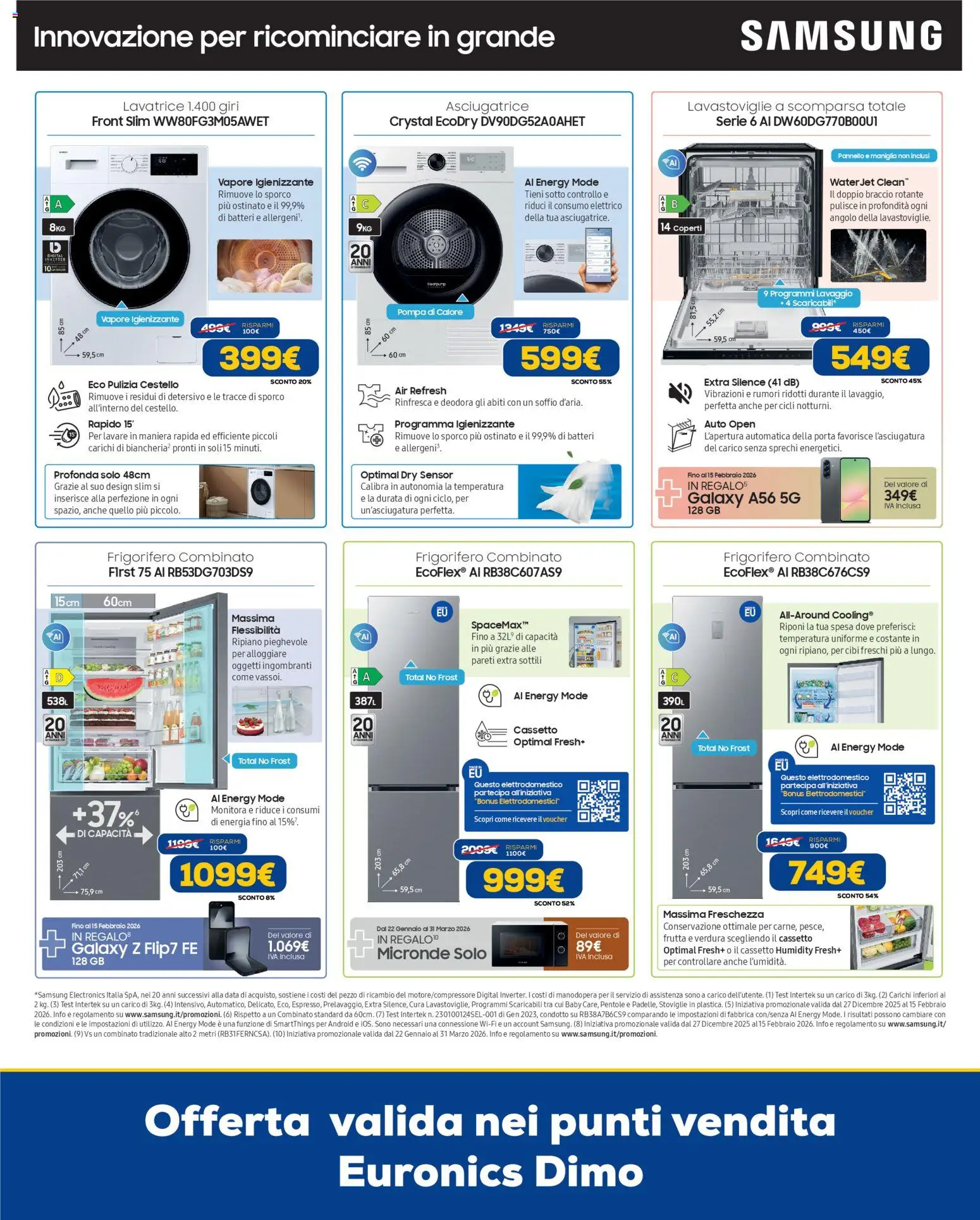 Volantino Euronics del 22.01.2026 | Pagina: 12 | Prodotti: Frutta, Data, Frigorifero, Samsung