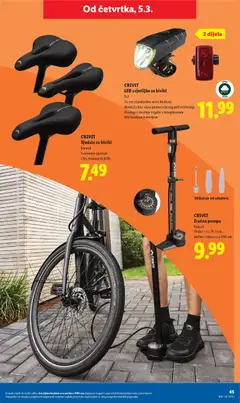CRIVIT LED svjetiljke za bicikl, Set. Za sve standardne vrste bicikala. Montaža bez alata pomoću brzog pričvršćivanja. Prednje i stražnje svjetlo s integriranom litij ionskom baterijom. - Pregled kataloga iz trgovine Lidl, vrijedi od 02.03.2026 | Stranica: 45 | Proizvodi: Bicikl