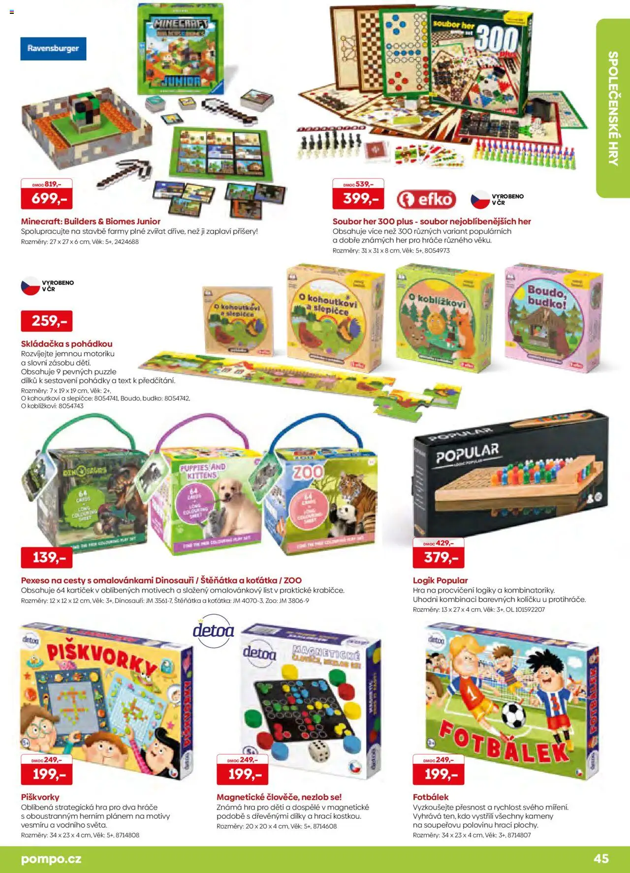 POMPO katalog Léto 2025 od 16.05.2025 | Strana: 45 | Produkty: Dinosauři, Hra, Puzzle