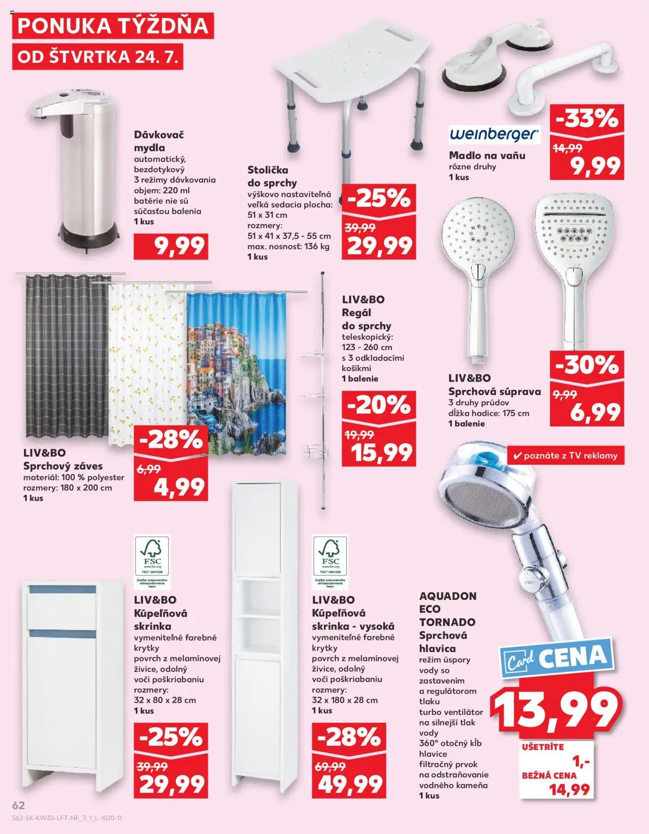 Kaufland Žilina │ platný od 24.07.2025 | Strana: 62 | Produkty: Tv, Regál, Kúpelňová skrinka, Skrinka