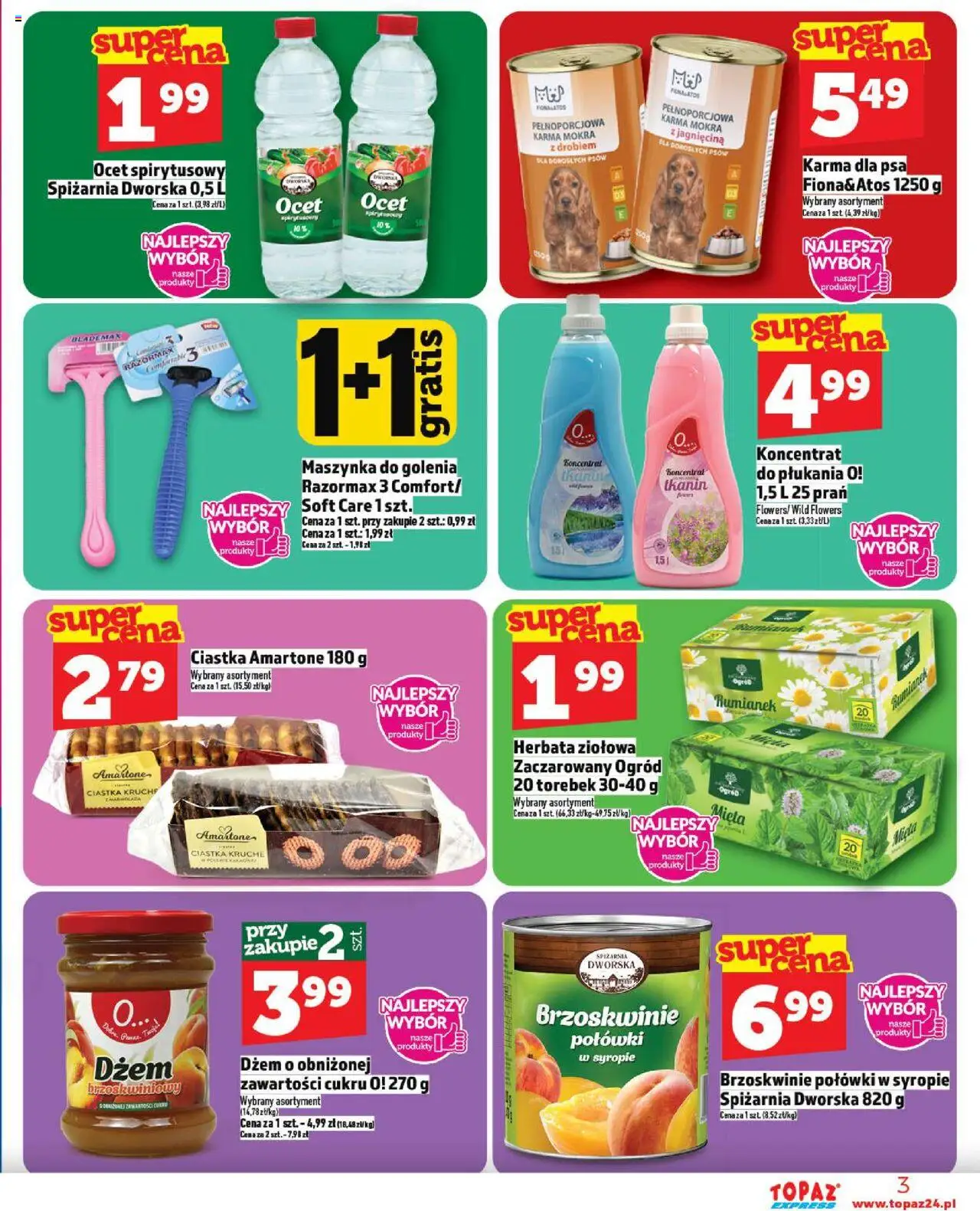Topaz Gazetka - Express od 18.09.2025 | Strona: 3 | Produkty: Ocet spirytusowy, Ciastka kruche, Mięta, Ciastka