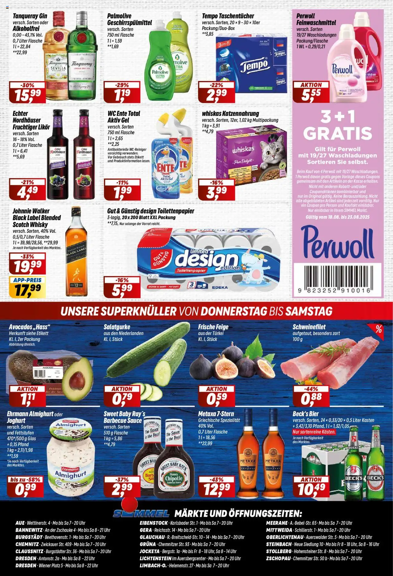 Simmel Prospekt 	 - gültig ab dem 18.08.2025 | Seite: 8 | Produkte: Ehrmann almighurt, Likör, Johnnie walker, Toilettenpapier