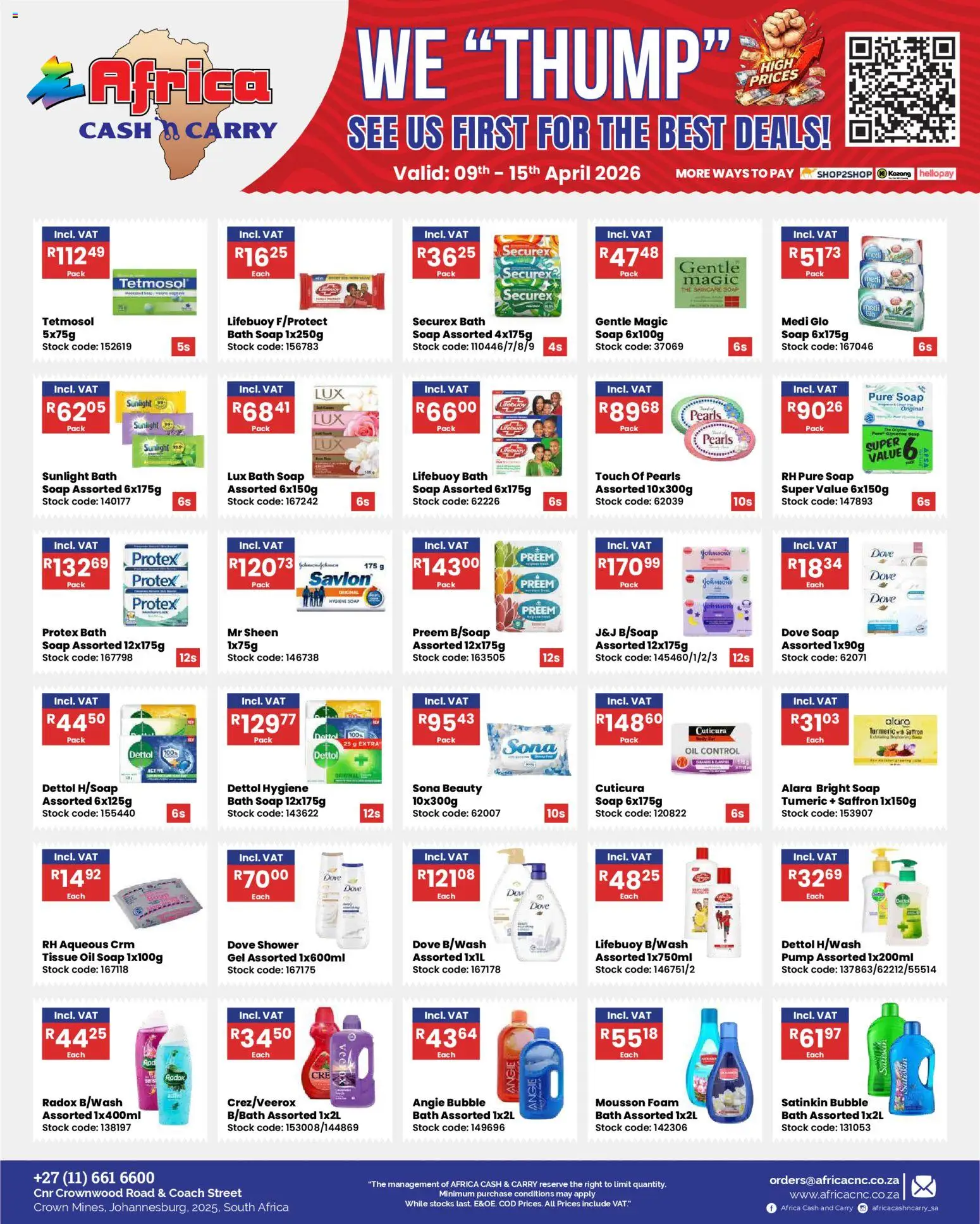 New Africa Cash & Carry catalogue – valid from 09.04.2026 | Page: 7 | Products: Tissue oil, Bath, Oil, Foam