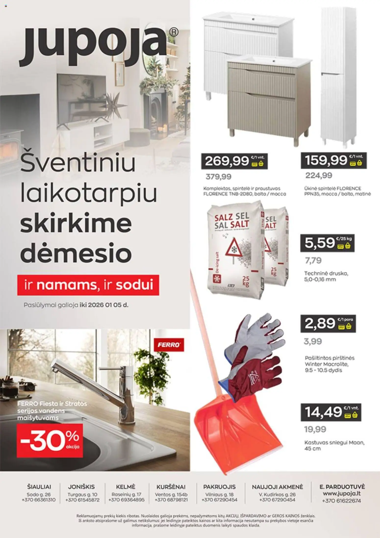 Jupoja akcijos nuo 01.11.2025 | Puslapis: 1 | Prekių: Spintelė, Praustuvas, Pirštines