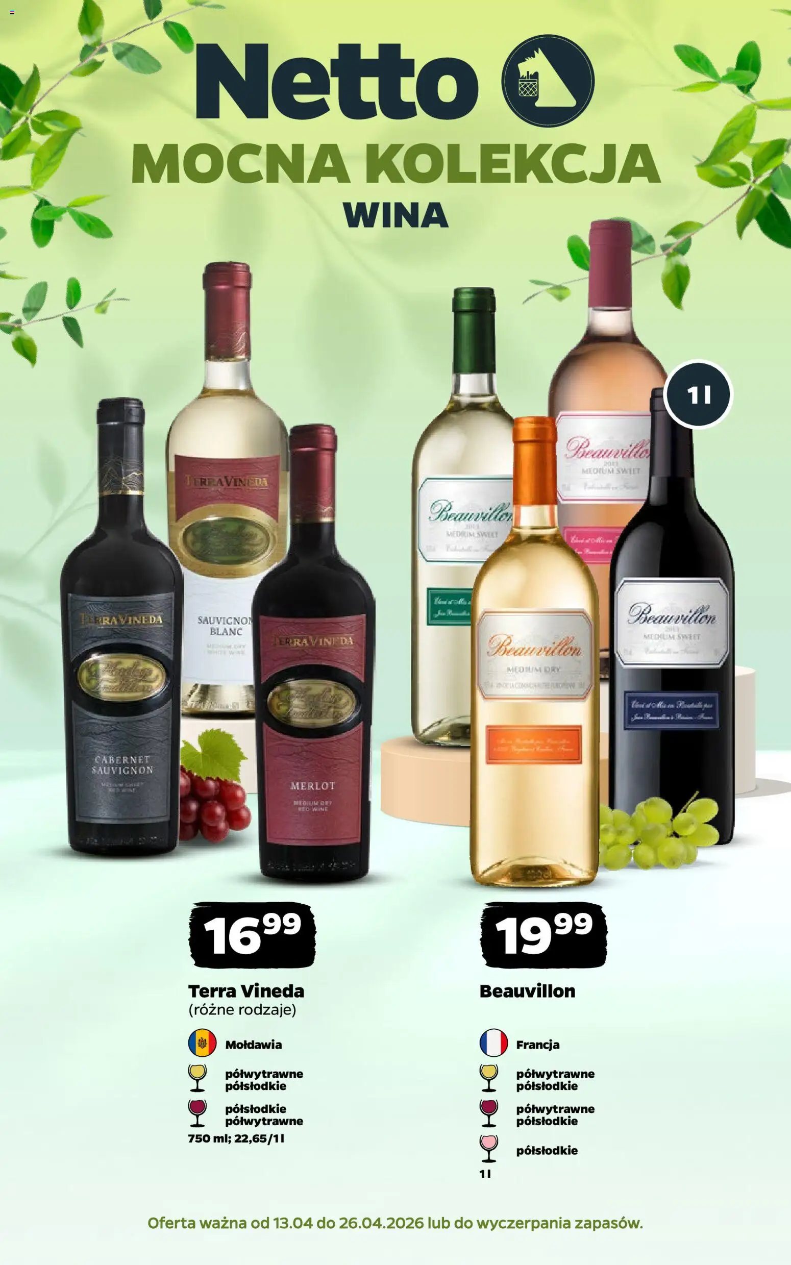 Netto gazetka - Wina od 13.04.2026 | Strona: 1 | Produkty: Merlot