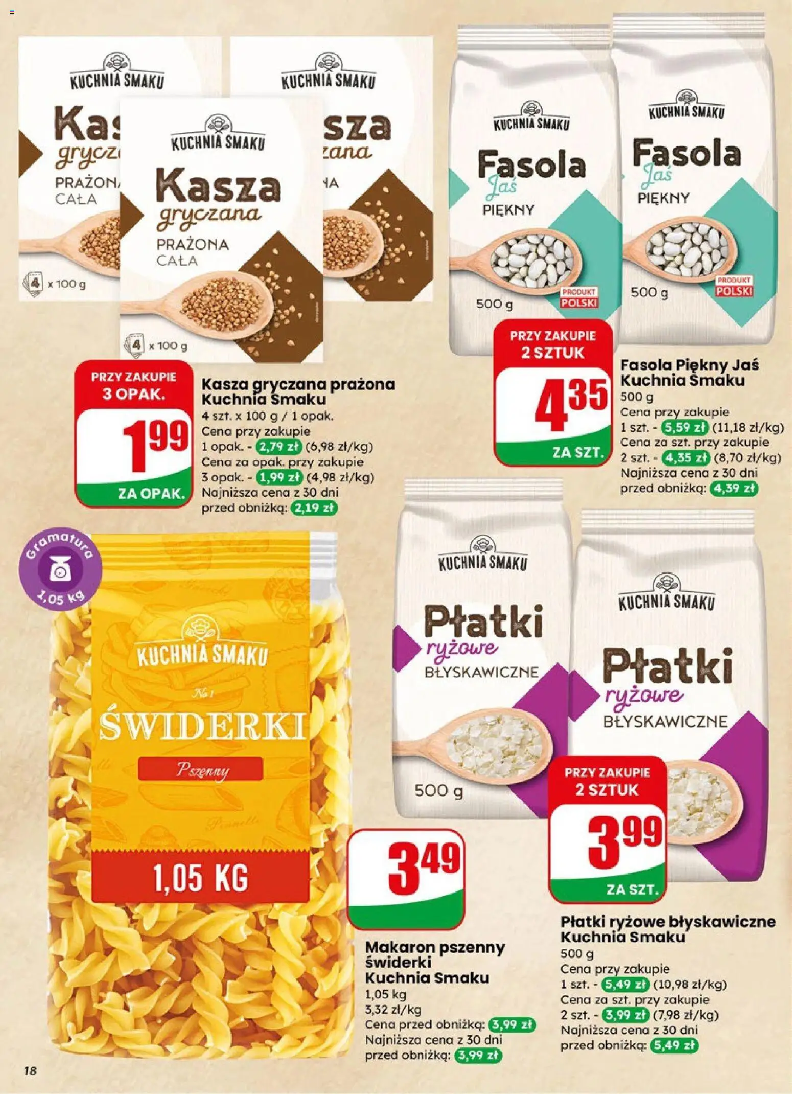 Dino gazetka od 08.04.2026 | Strona: 18 | Produkty: Płatki ryżowe, Fasola piękny jaś, Płatki, Makaron