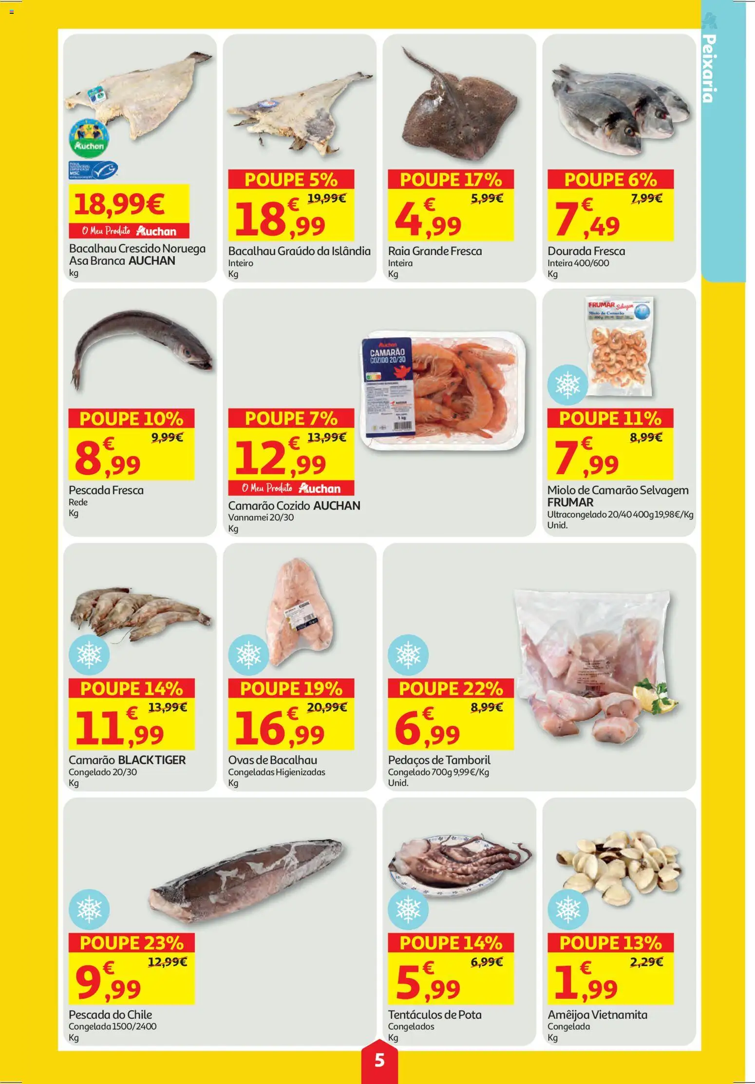 Auchan folheto │ válido de 29.01.2026 | Página: 5 | Produtos: Dourada, Pescada, Camarão, Tamboril