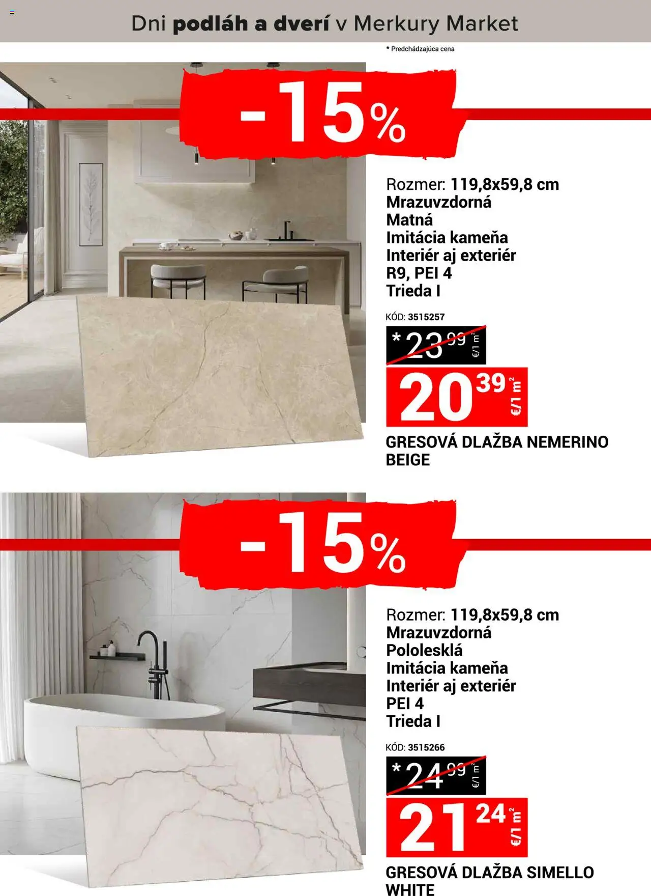 Nové Merkury Market akcie – leták je platný od 18.10.2025 | Strana: 20 | Produkty: Dlažba