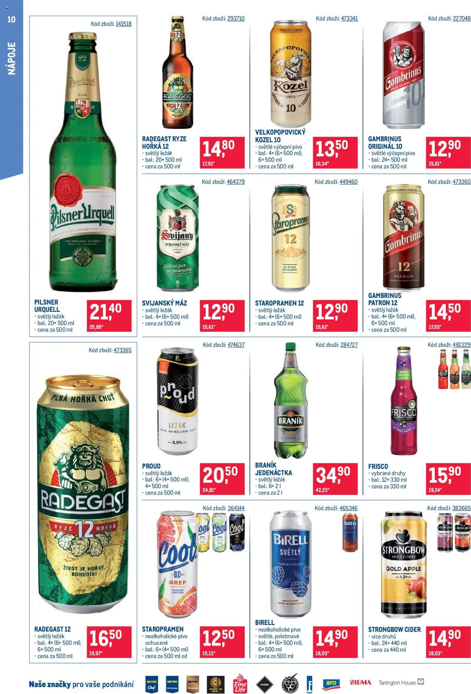 Makro leták - Maloobchod od 22.10.2025 | Strana: 10 | Produkty: Staropramen, Staropramen 12, Radegast, Gambrinus