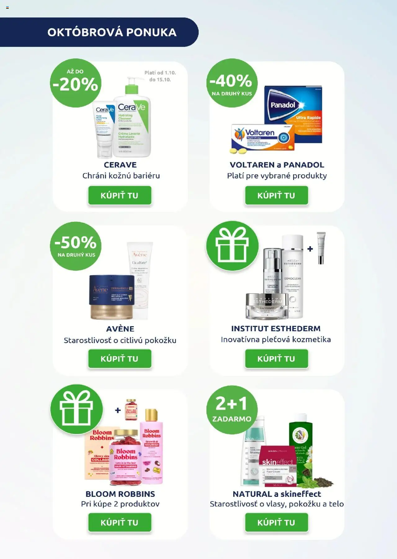 Nové BENU Lekáreň akcie – leták je platný od 01.10.2025 | Strana: 3 | Produkty: Voltaren, Avene, CeraVe