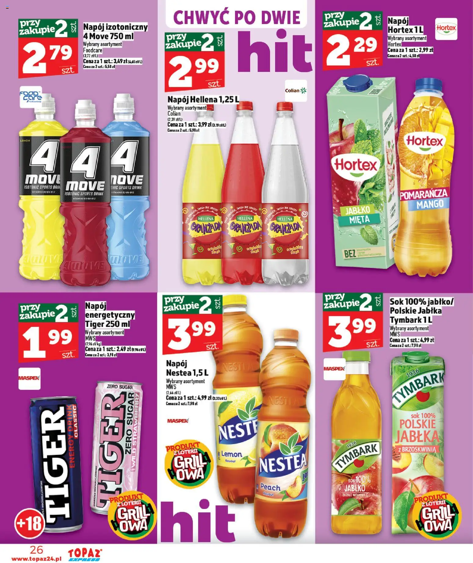 Topaz gazetka - Express od 30.04.2026 | Strona: 26 | Produkty: Brzoskwinia, Grill, Oranżada hellena, Jabłka