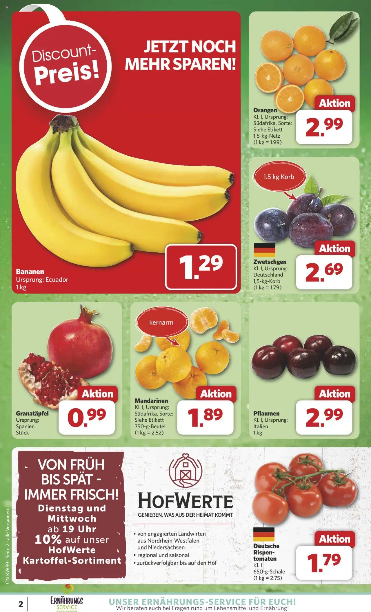 Combi Prospekt 	 – gültig ab 22.09.2025 | Seite: 2 | Produkte: Pflaumen, Korb, Mandarinen, Uhr