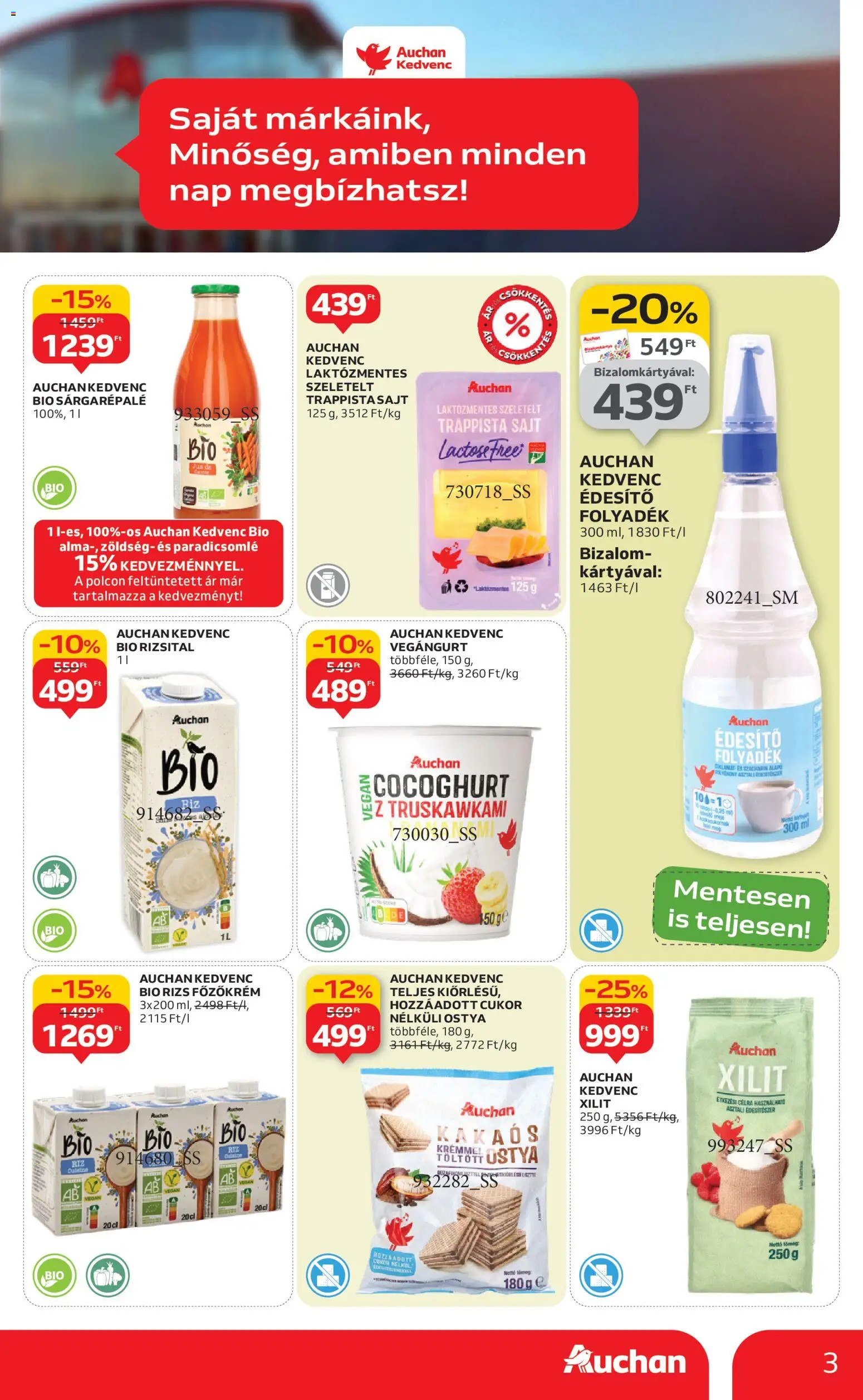 Auchan akciós ujság - amely érvényes a következő dátumtól: 22.01.2026 | Oldal: 3 | Termékek: Rizsital, Édesítőszer, Vegán, Cukor